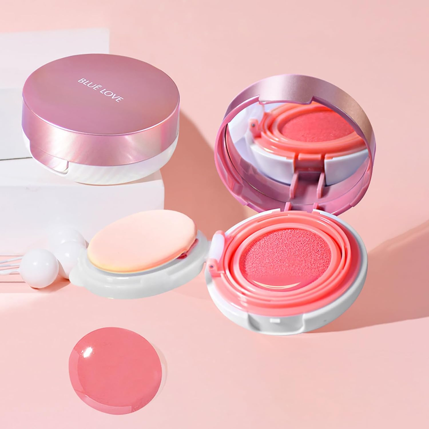 Cushion Liquid Blush - Silky Cheek Tint with Mirror, Natural Enhancer for a Radiant Finish, Contours & Highlights for Effortless Elegant (02 Peach Pink) - 01 Pink Orange image number 6