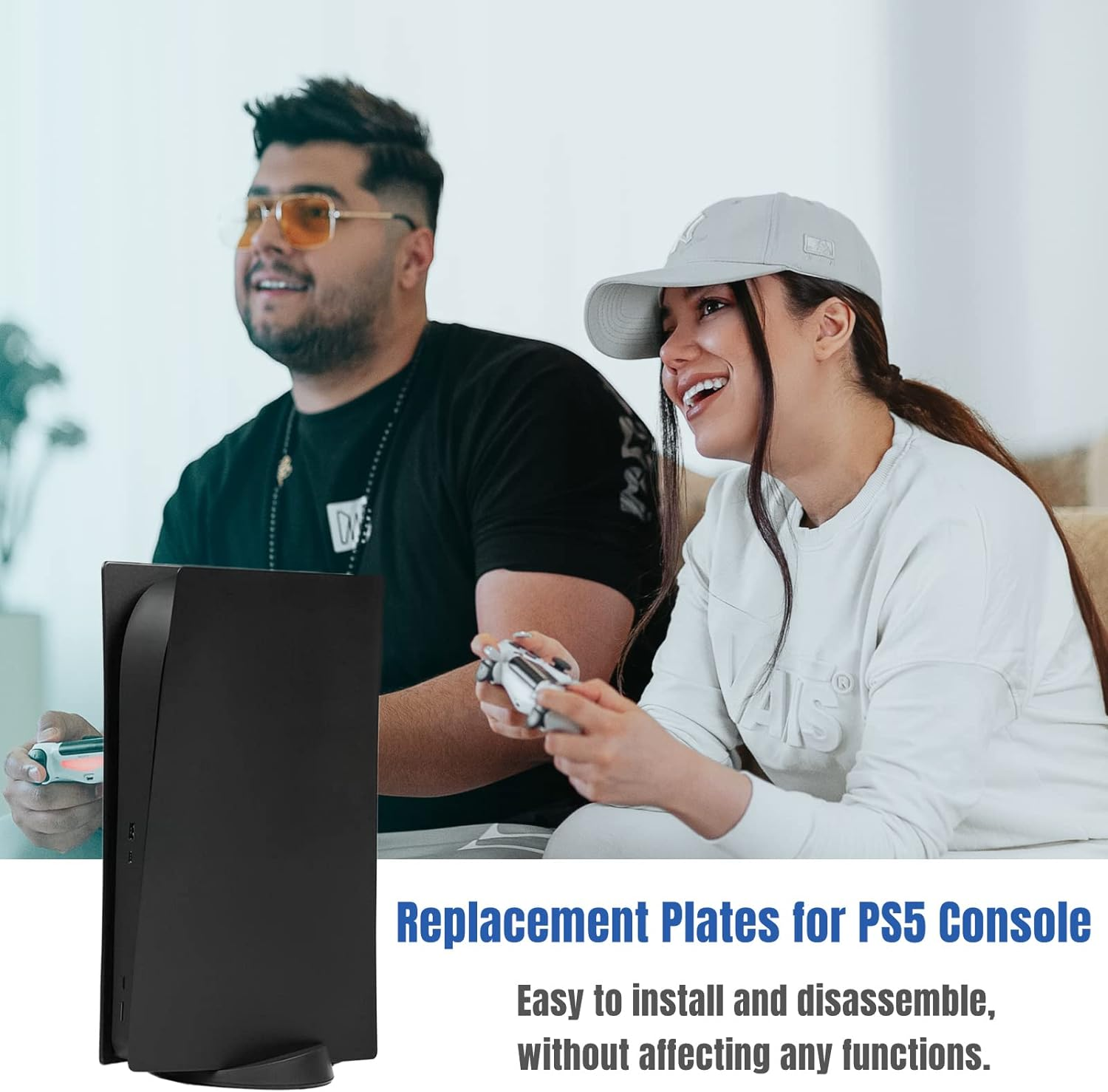Digital Edition Face Plates Cover Skins Shell Panels for PS5 Console, Accessories for Playstation 5 Protective Shell Replacement Faceplate (Black) image number 6
