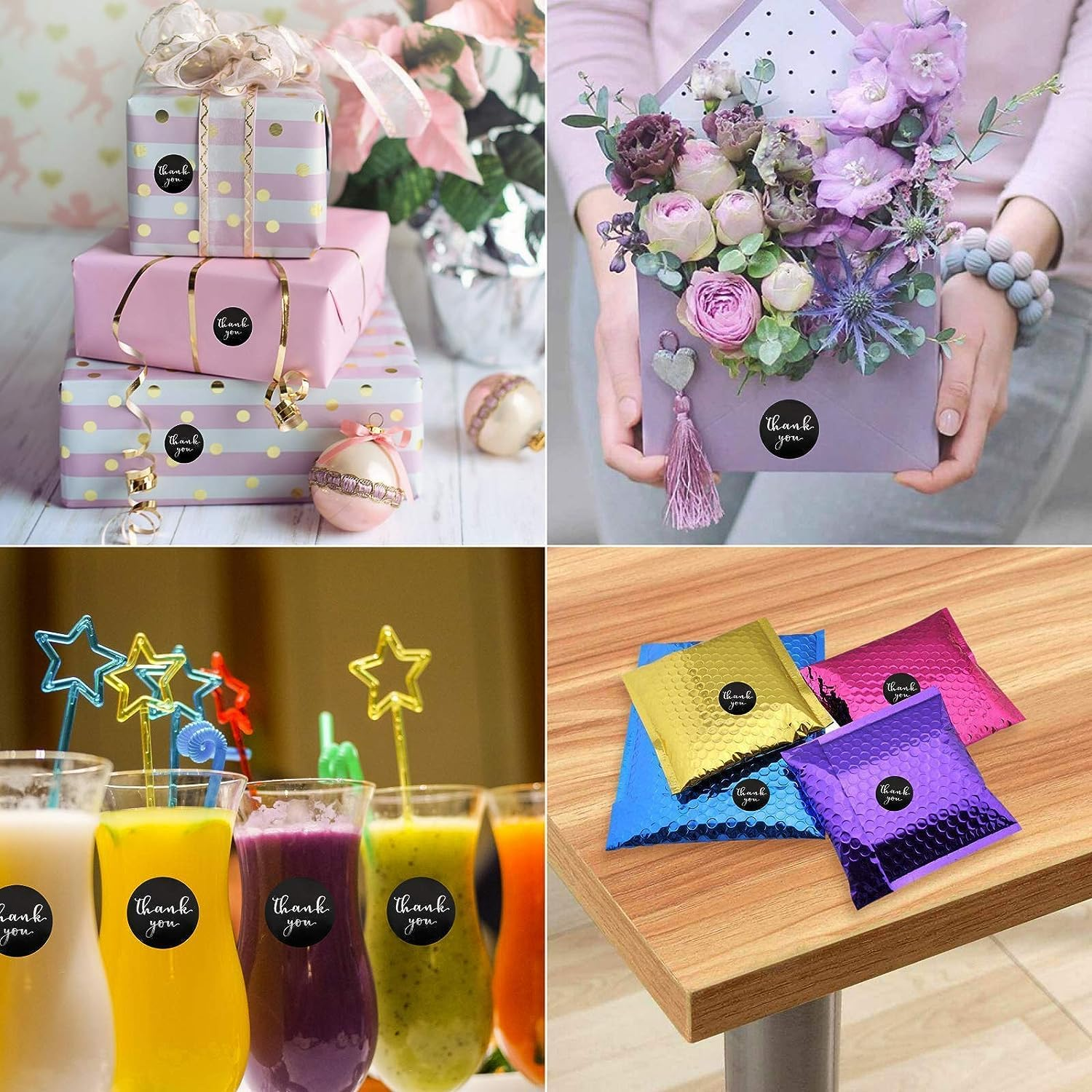 Thank You Stickers Small Business - 1.5&rdquo; round Labels &ndash;Stickers Roll with Gold Font Thank You - Waterproof Packaging for Business Boutiques Retailers for Crafters & Online Sales &ndash; 500 Label Roll