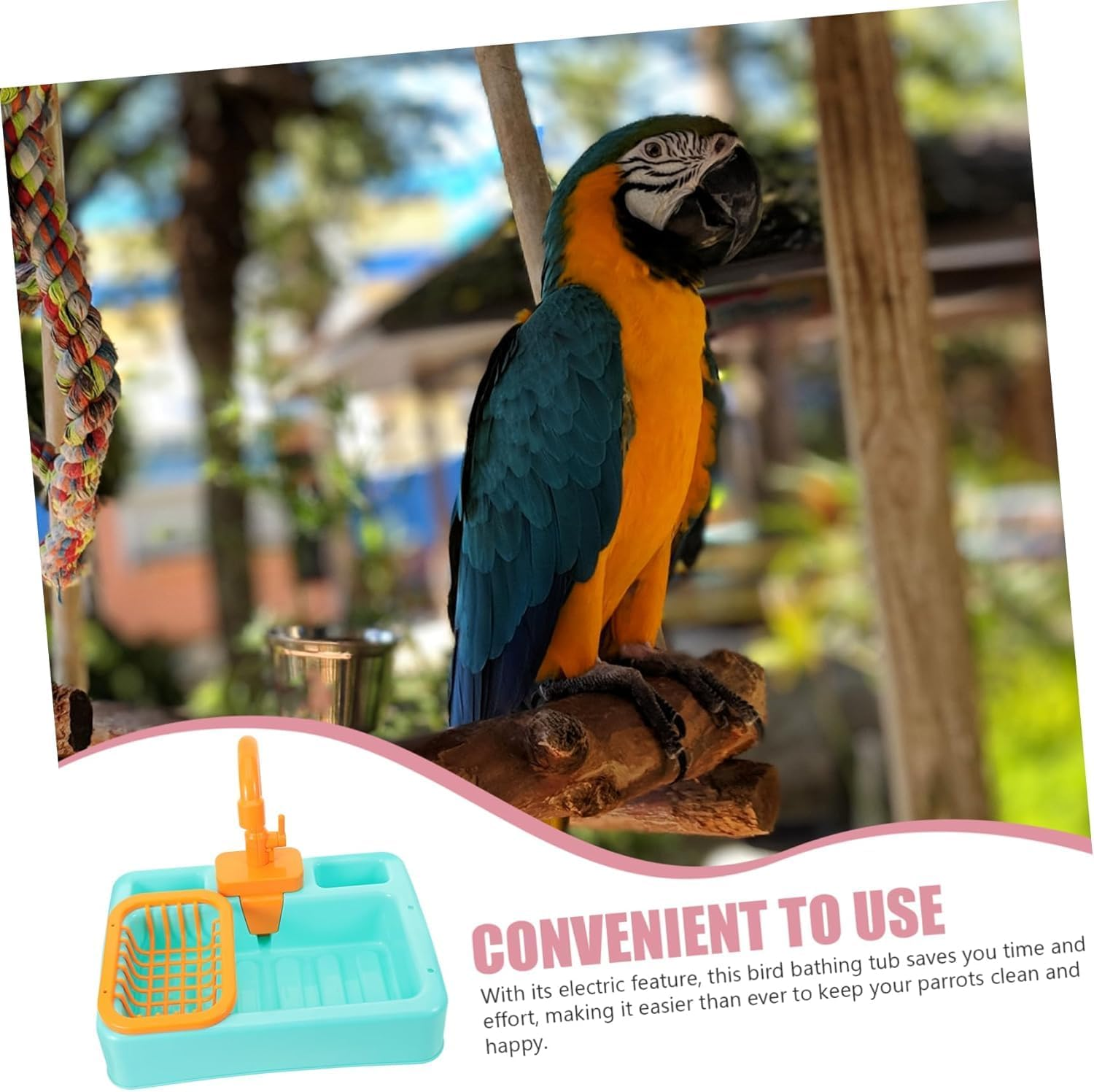 1 Set of Automatic Parrot Bathtub with Faucet - Multifunctional Bird Shower Box, Parrot Bathtub and Kitchen Sink image number 2