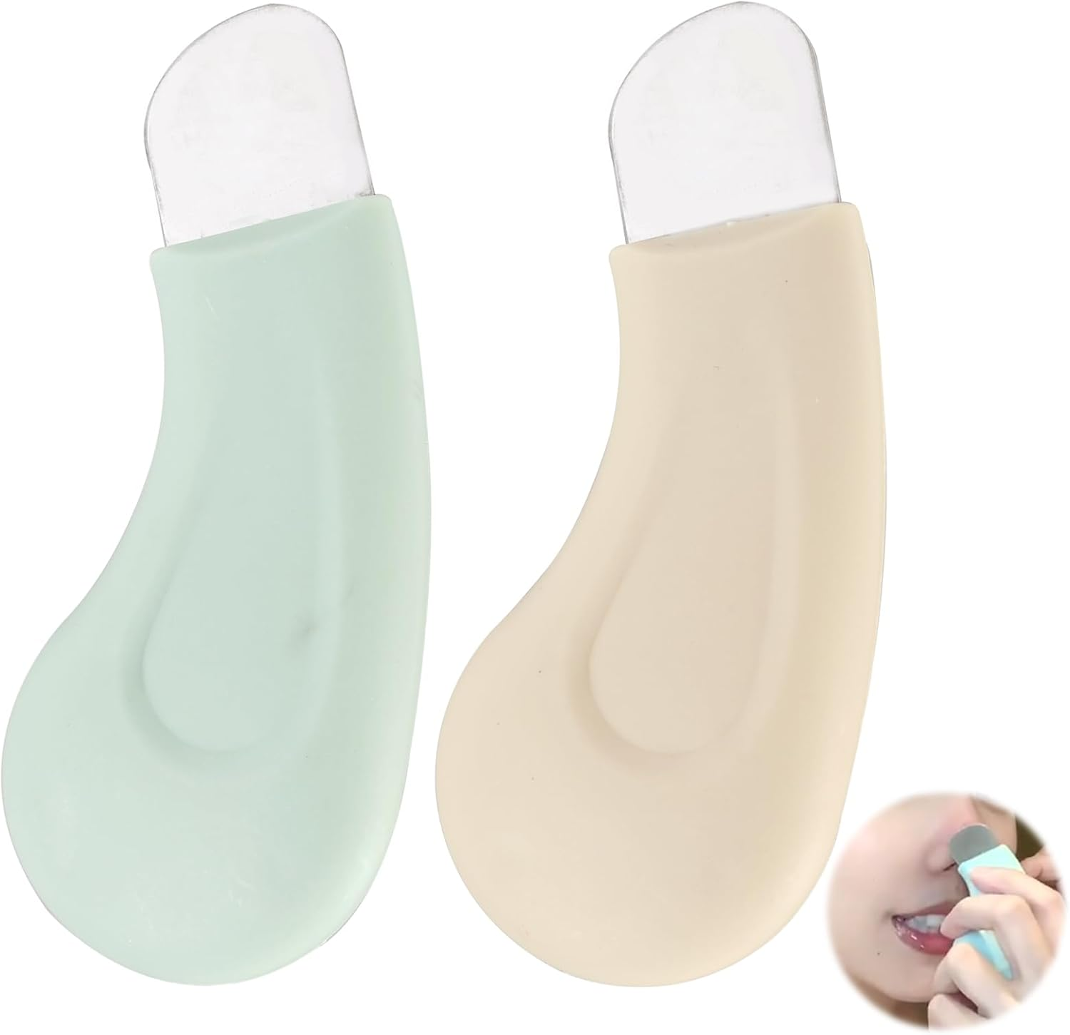 2 Pack Blackhead Remover Tool Set - Stainless Steel Pore Cleaner with Silicone Handle for Deep Cleansing, Gentle Nose Blackhead Extractor - Skin Care Tools for Men & Women (Beige & Green) image number 5