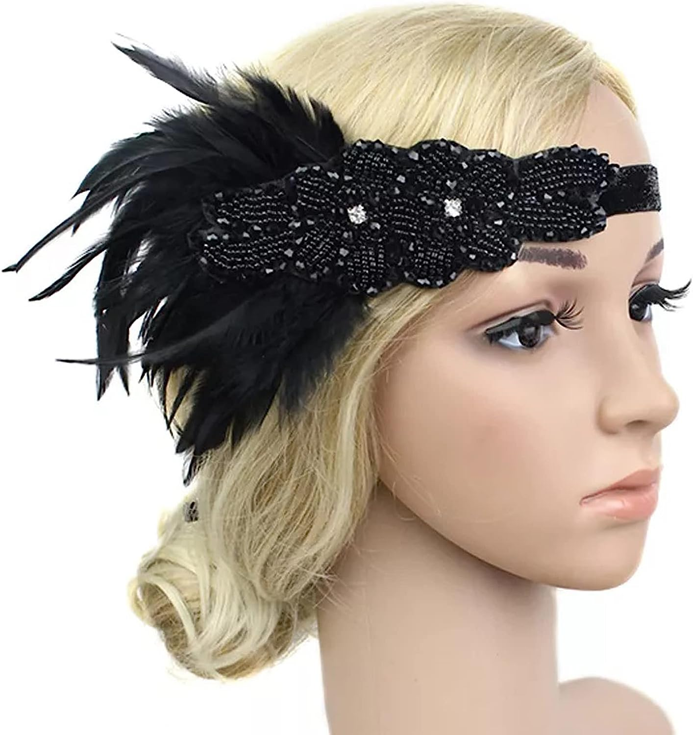 Aoozleny 1920S Women Feather Flapper Vintage Headpiece Roaring 20S Great Gatsby Headband image number 1