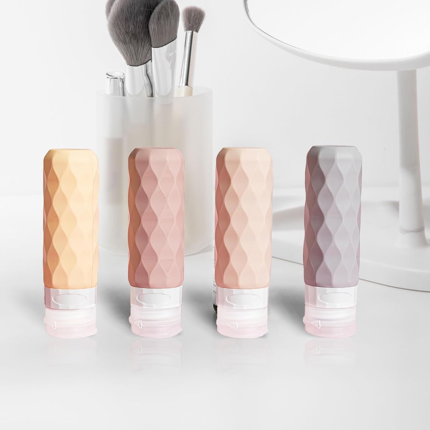 Rhoyee Leak Proof Silicone Travel Bottles for Toiletries 4PCS TSA Approved Refillable Travel Size Containers for Shampoo Conditioner Lotion for Business Travel Holidays Students and Moms