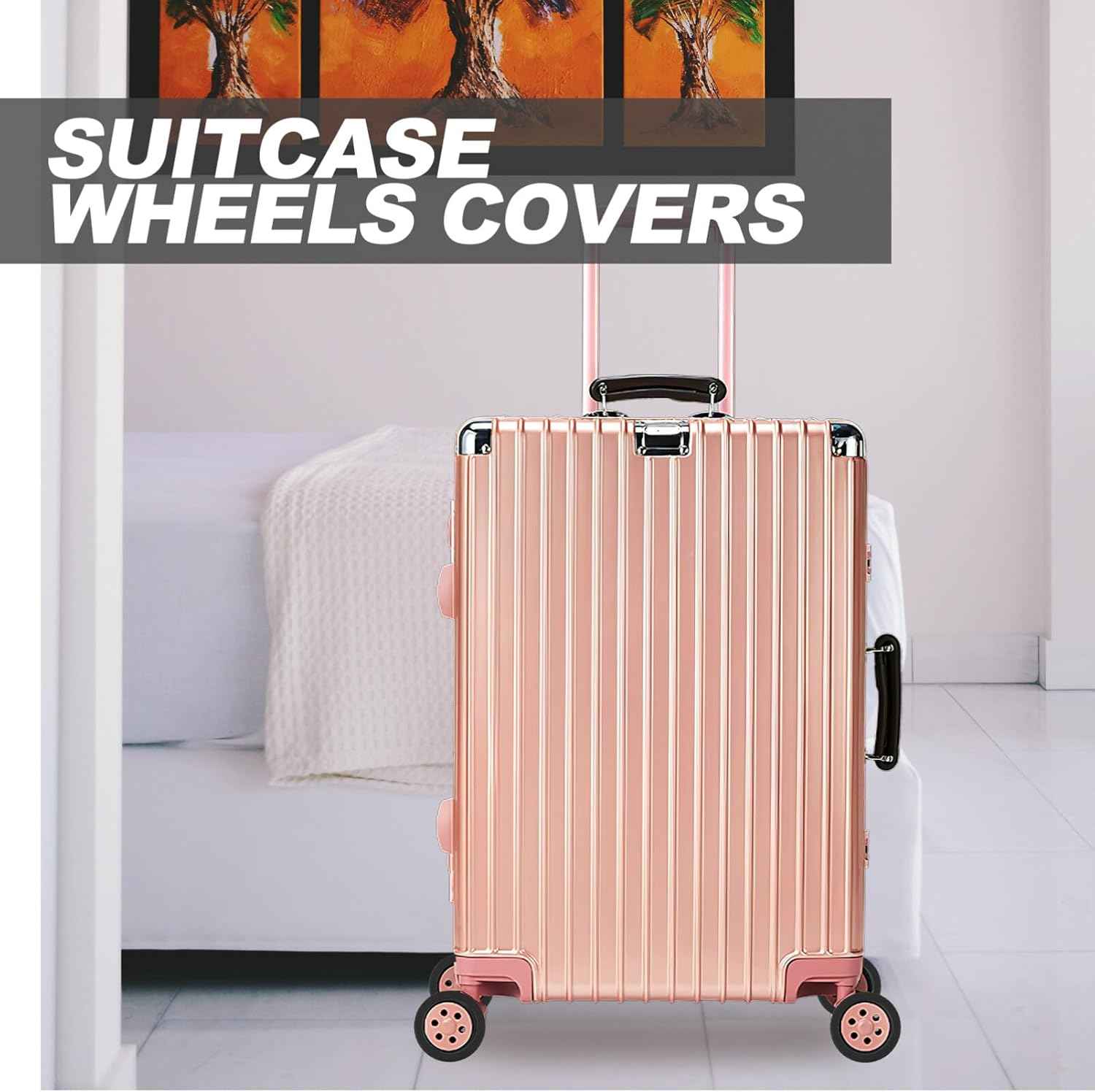 Healvian 8Pcs Travel Suitcase Wheels Covers Rubber Luggage Wheel Covers Suitcase Wheel Protectors image number 1
