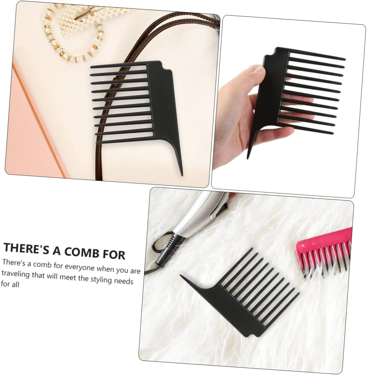 CIMAXIC 2Pcs Wide Teeth Comb Hairdressing Tool Double Sided Rat Tail Comb for Hair image number 1
