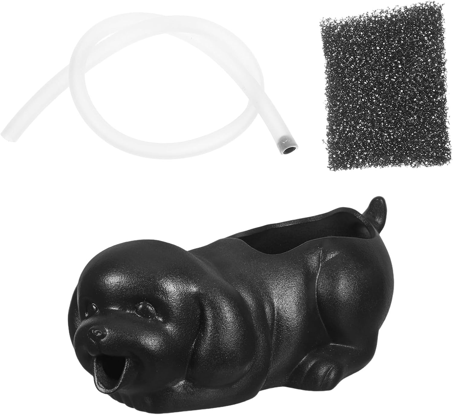 Ceramic Dog Fountain Spitter for Outdoor Water Fountains with Planter Function Bonsai Water Feature for Garden and Fish Tank Landscape