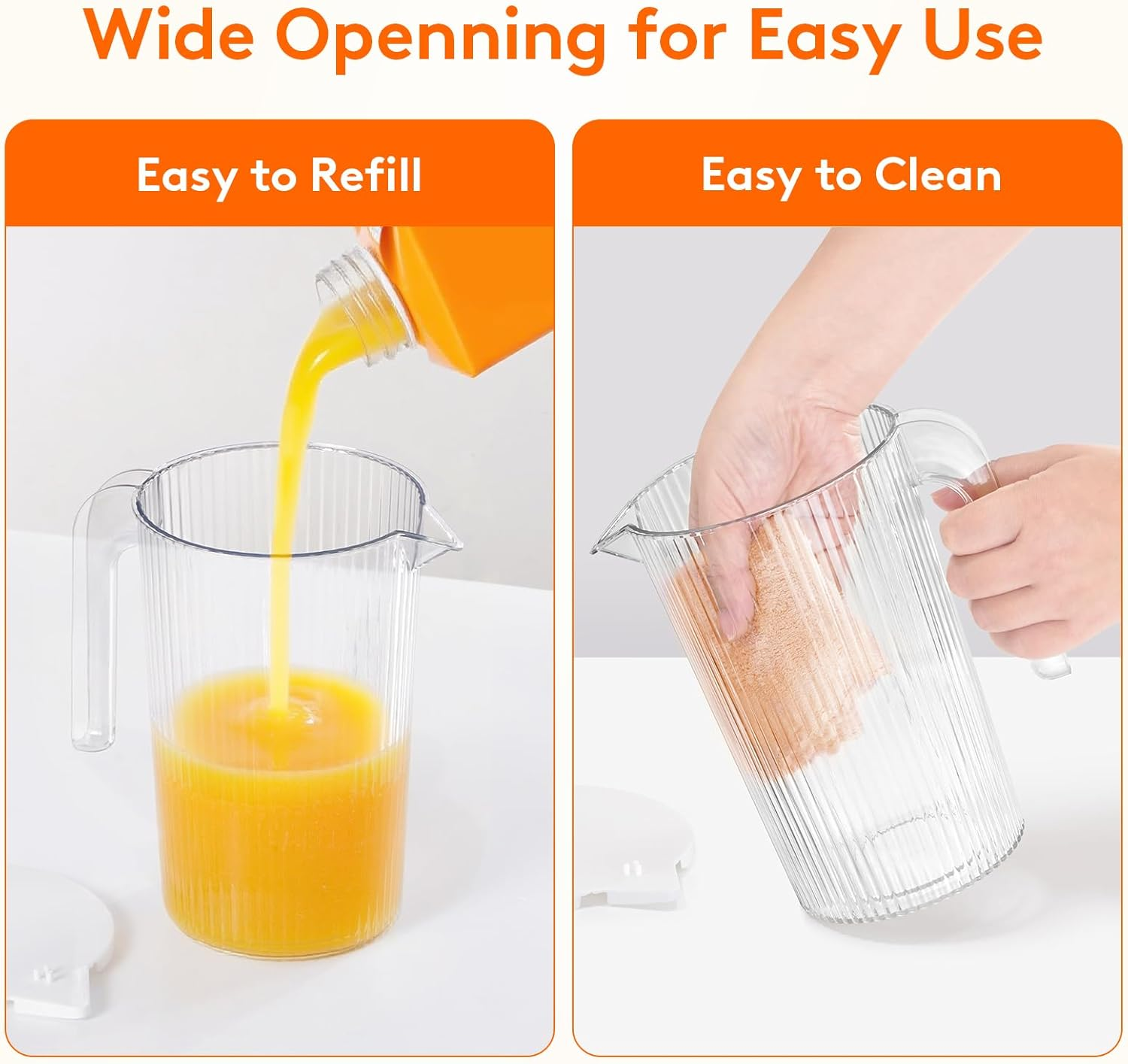 Lifewit Pitcher with Lid, 50 Oz Water Jug BAP Free Plastic, Containers Juice, Ice Tea, Drink, Lemonade Pitchers for Fridge, 2 Pack image number 6