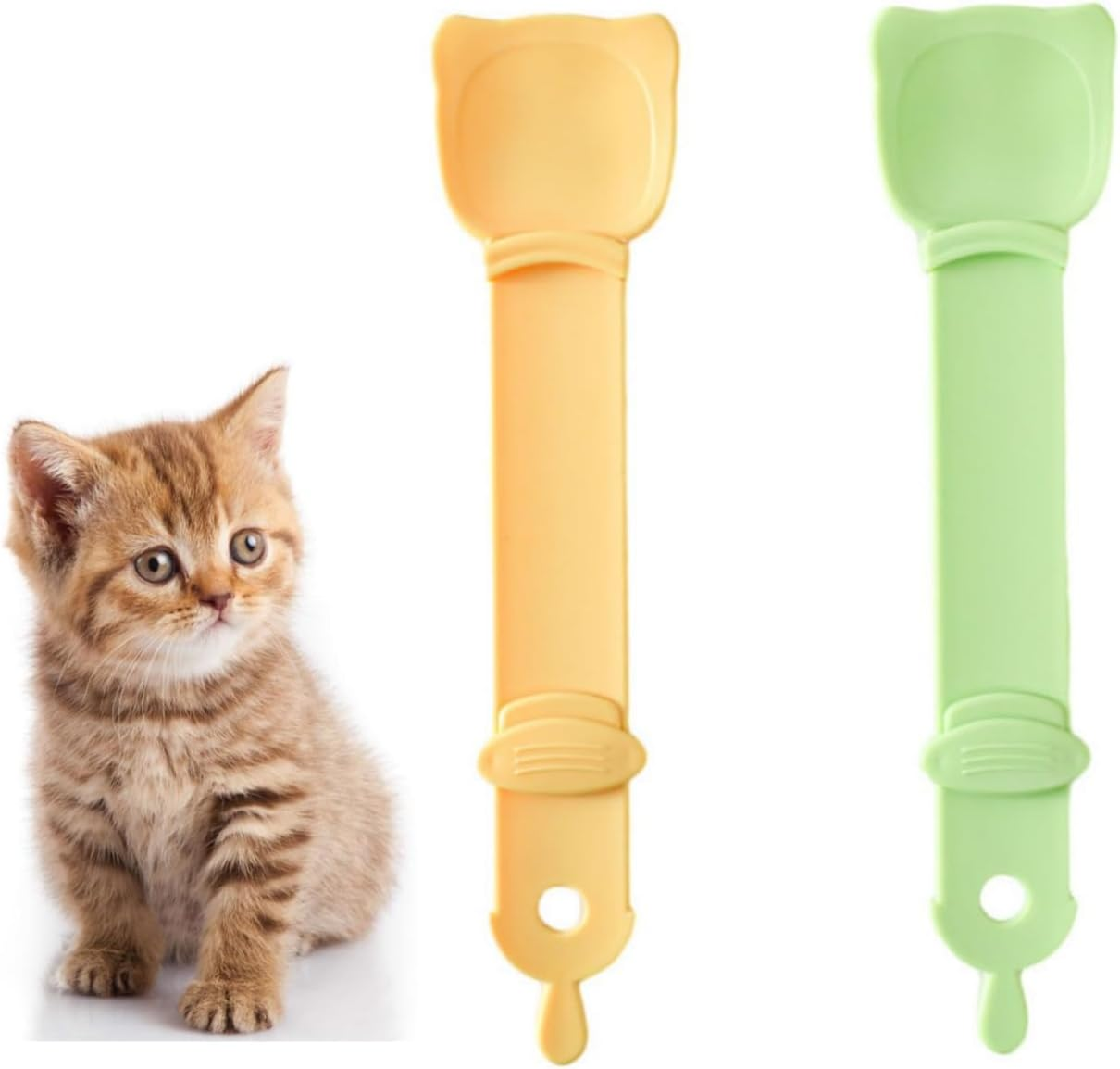 Taicols Cat Strip Squeeze Spoon, 2 Pcs Pet Feeder Lickable Cat Snack Scoop, Pet Food Spoon, Cat Strip Feeder Wet Treat Cat Feeder Spoon, Detachable Cat Wet Food Spoons Multifunctional Feeding Tool (1)