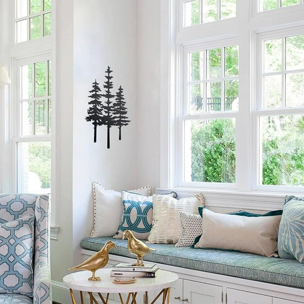 Metal Tree Wall Decor, Cabin Decor, Tree Decor, Rustic Wall Decor for Home Office Farmhouse Indoors and Outdoors Black(Large - 14.96"X8.27") image number 3