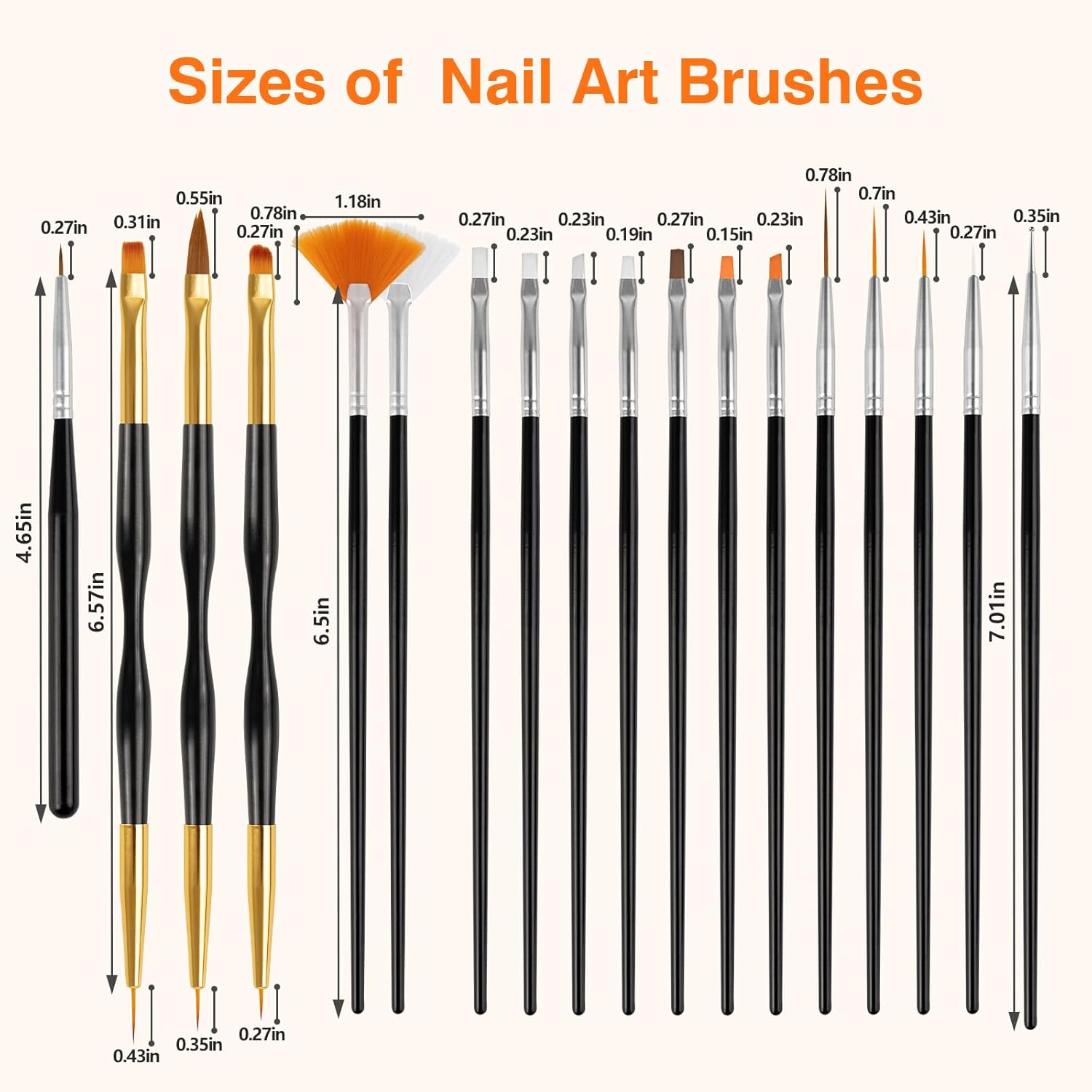 31Pcs Nail Art Brushes， Nail Art Design Tools Kit with Liner Brush Dotting Tools Drawing Pens Design Tools Polish Brushes for Women Nails Gel Painting image number 4