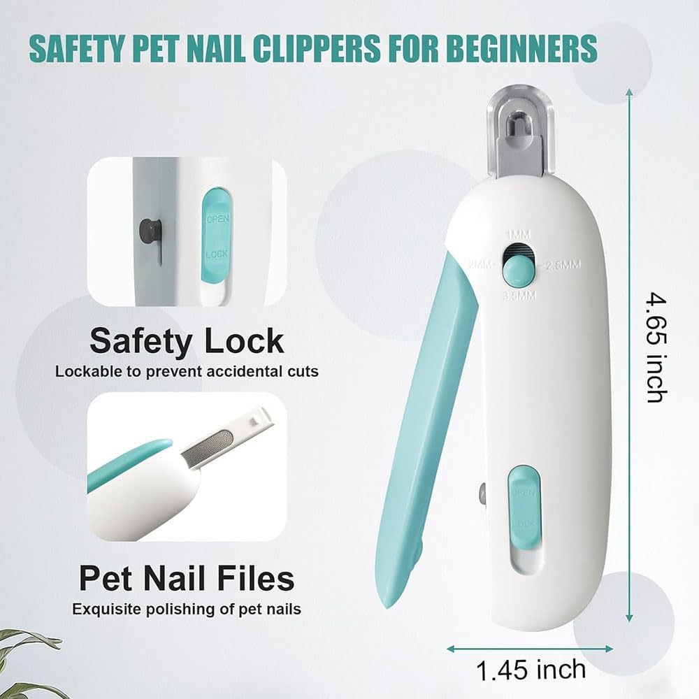 Cat Nail Clippers, Adjustable 4 Gear Pet Nail Trimmer with Safety Guard and Nail File,Easy Grooming Tool for Cats and Small Dogs,Prevents over Cutting and Pain (Professional Grade) image number 1