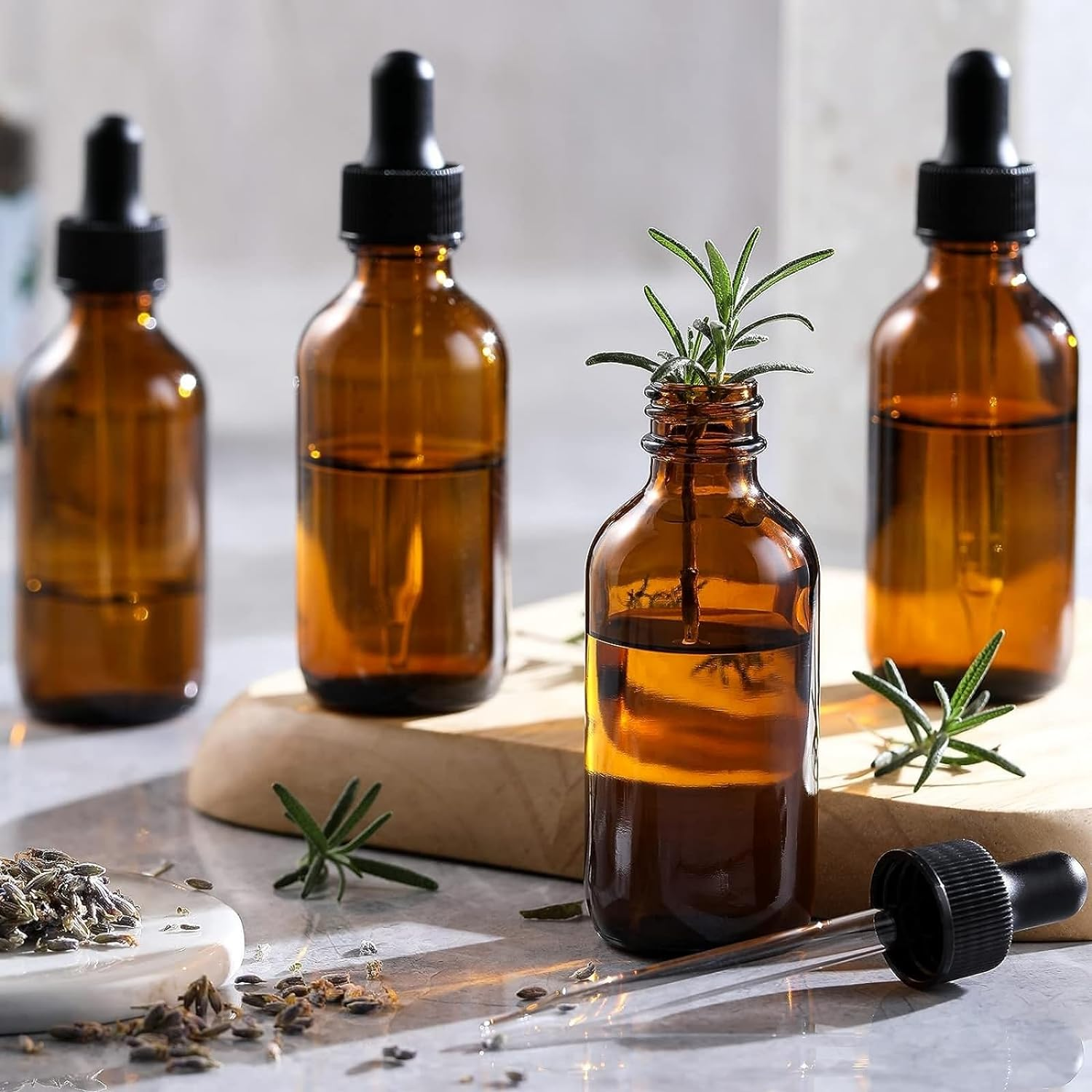 TAVVKE 10 Pack Amber Glass Dropper Bottles - 30Ml / 1Oz Refillable Bottles with Eye Dropper Pipettes - Empty Tincture Bottles for Essential Oil Blends, Perfumes, Aromatherapy and Chemistry Lab image number 4