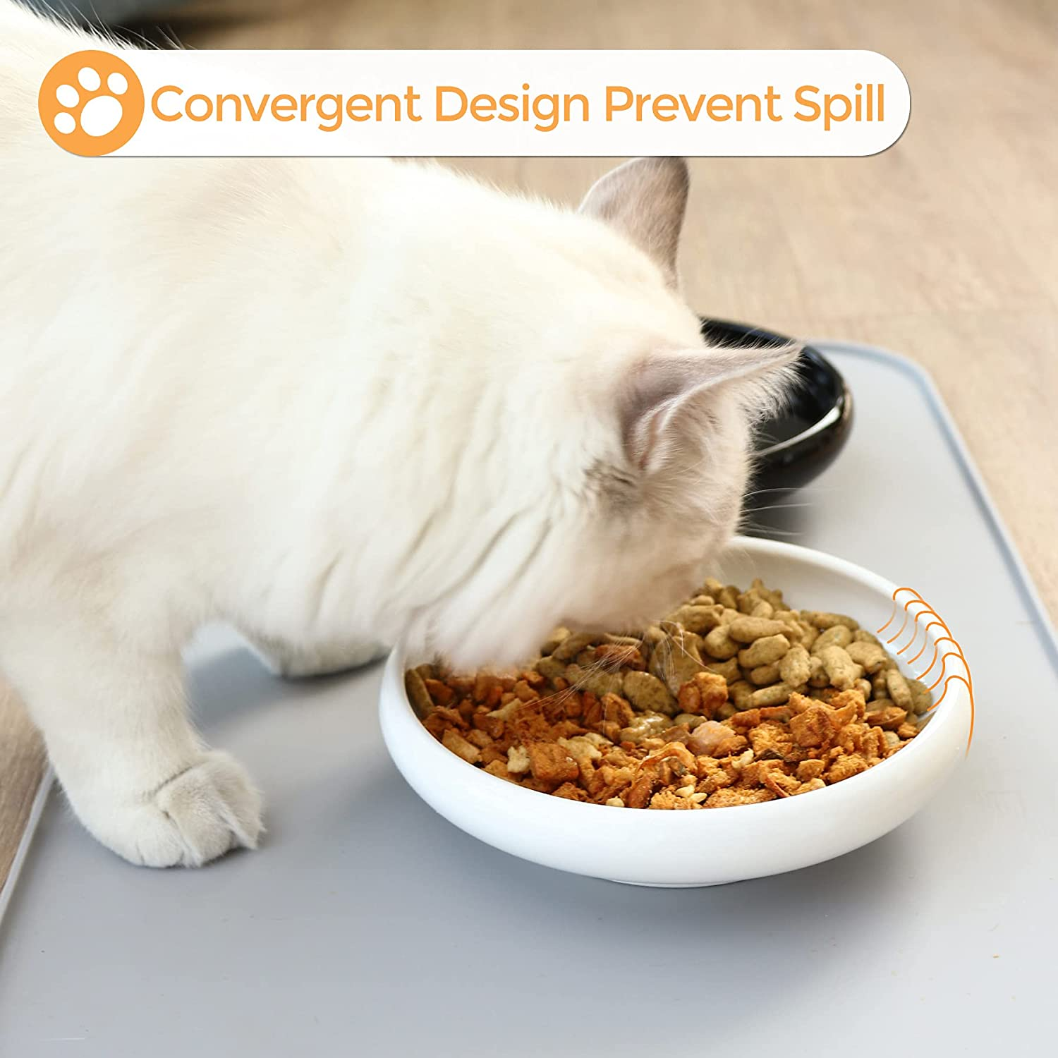 Comsaf Cat Food Water Bowl, Wide Shallow Ceramic Cat Dish, Non Spill Pet Bowl,10Oz, Pack of 2 image number 4