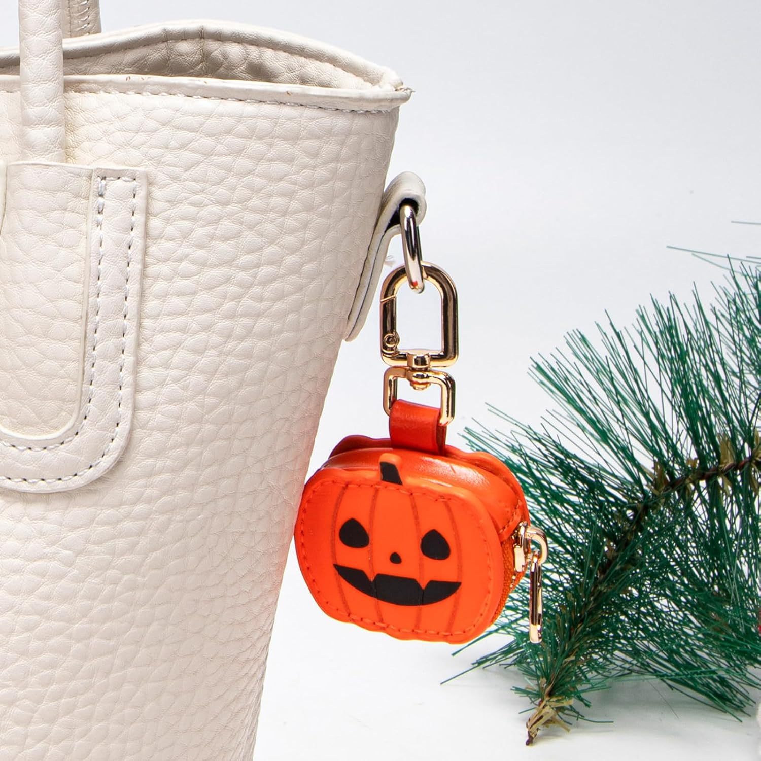 [Xinsheinelry] Small Leather Coin Purse Keychain Pumpkin Purse Bag Charm Accessories for Handbag Women Bag Charm Accessories - Oh! image number 6