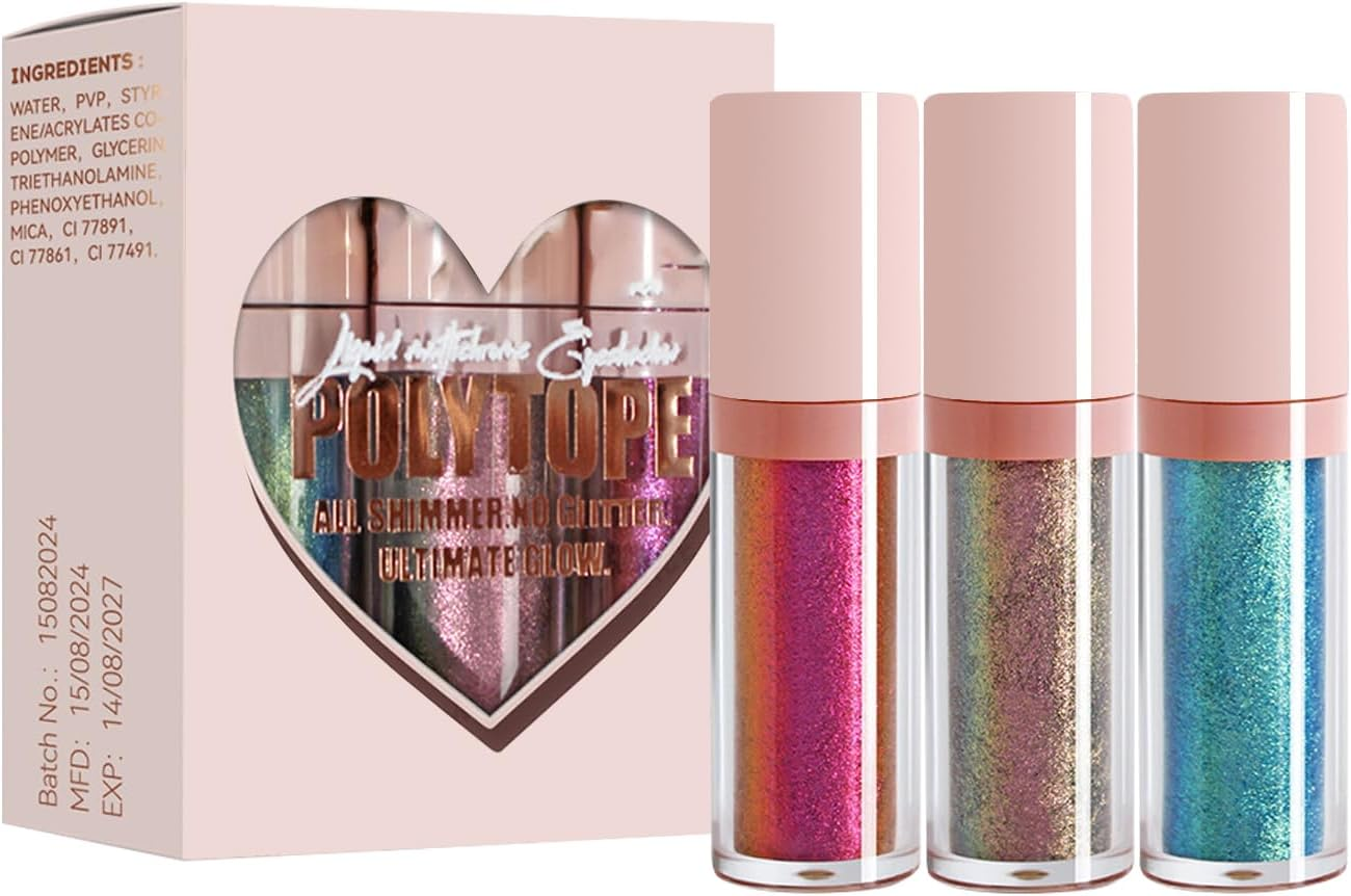 Generic Multichrome Liquid Eyeshadow, 3X Glitter Multichrome Eyeshadows Makeup, All Day Wear Quick Dry Smooth Shimmer Eyeshadows for Lips