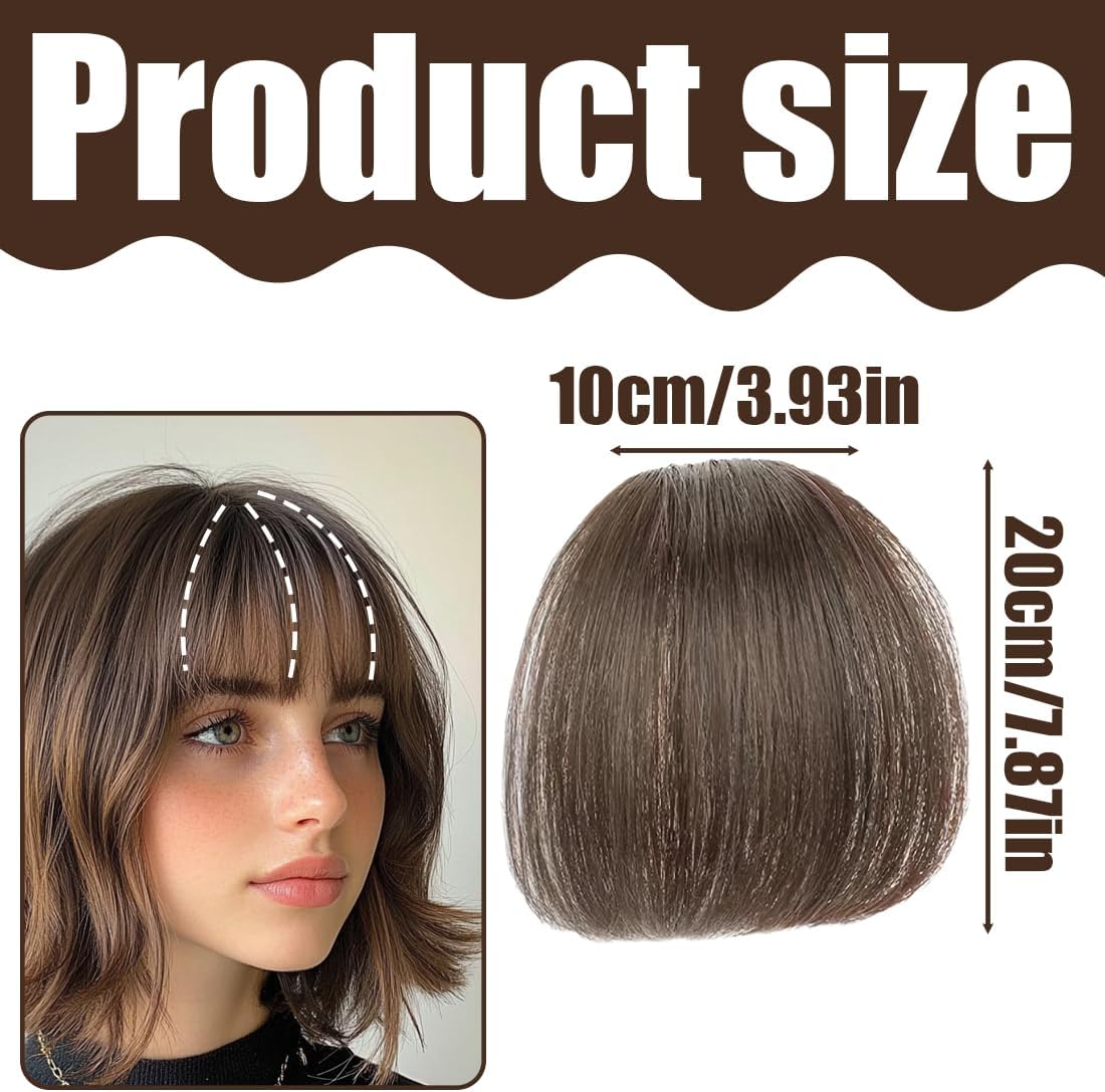 RTRTGS Fringe Hairpiece Real Hair Clip in Fringe Real Hair Natural with Hairpieces Hair Extensions Fringe Bangs in Pony Fringe Extensions Natural Bangs for Women