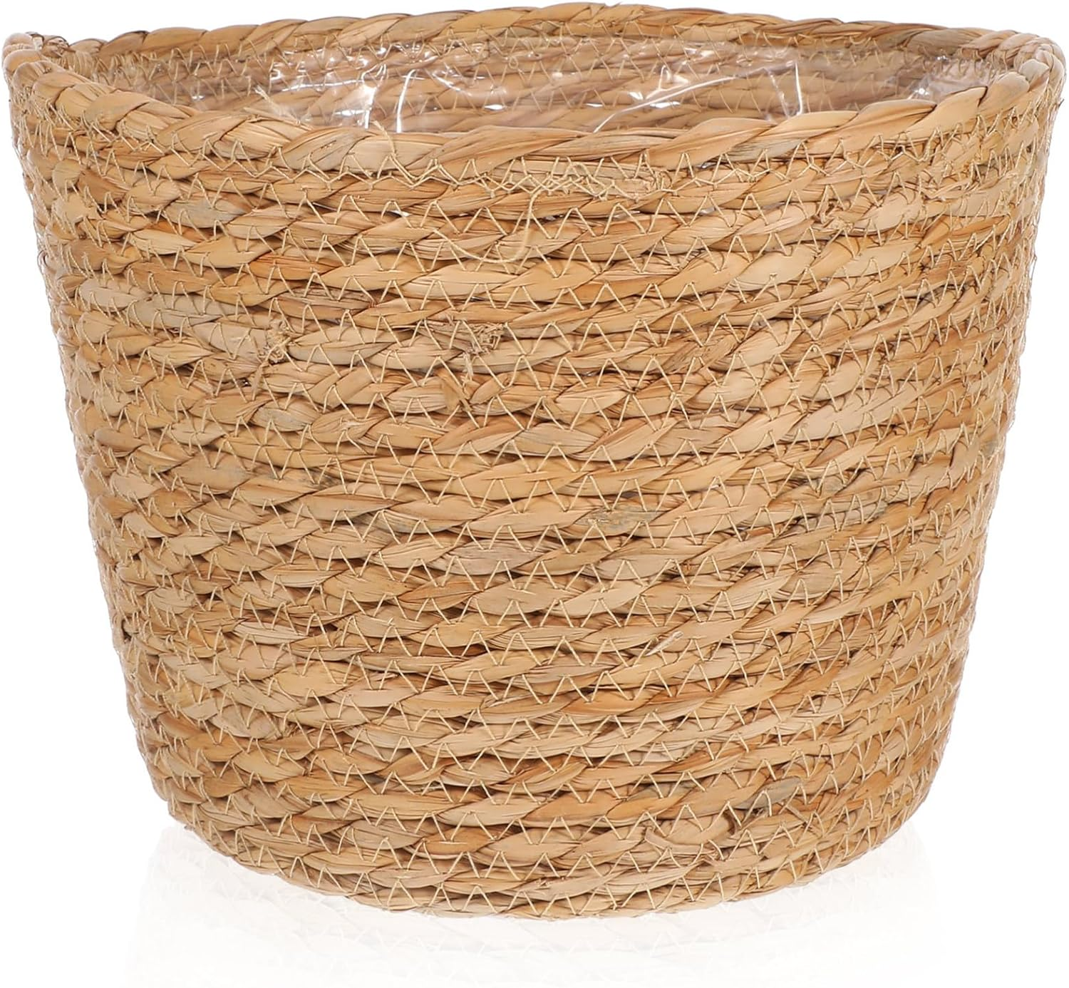 UKCOCO Woven Plant Basket with Liner : Straw Planter Basket Flower Pot for Indoor Outdoor, 9.82X7.47X7.47In