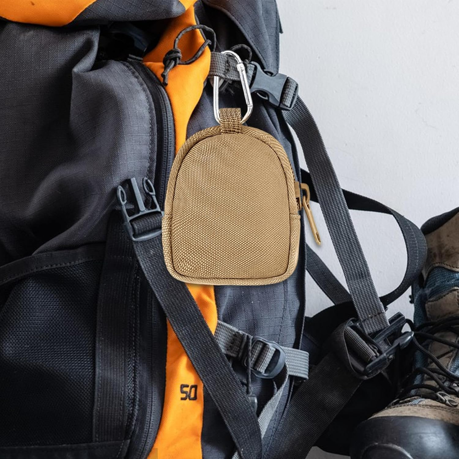 Small Bag Keychain, Small Bag for Backpack | Small Backpack Coin Purse | 8Cm/3.15" Small Bags Accessories, Cute Zipper Wallet Bag for Key, Mo, Khaki, Consulte La Descripci&oacute;n, See Description image number 5