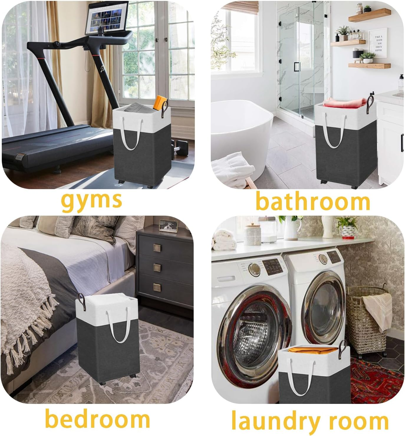 Laundry Basket,Laundry Hamper with Wheels,Collapsible Dirty Clothes Hamper with 3 Mesh Bags for Bathroom,Dorm,Bedroom,Grey,90L image number 1