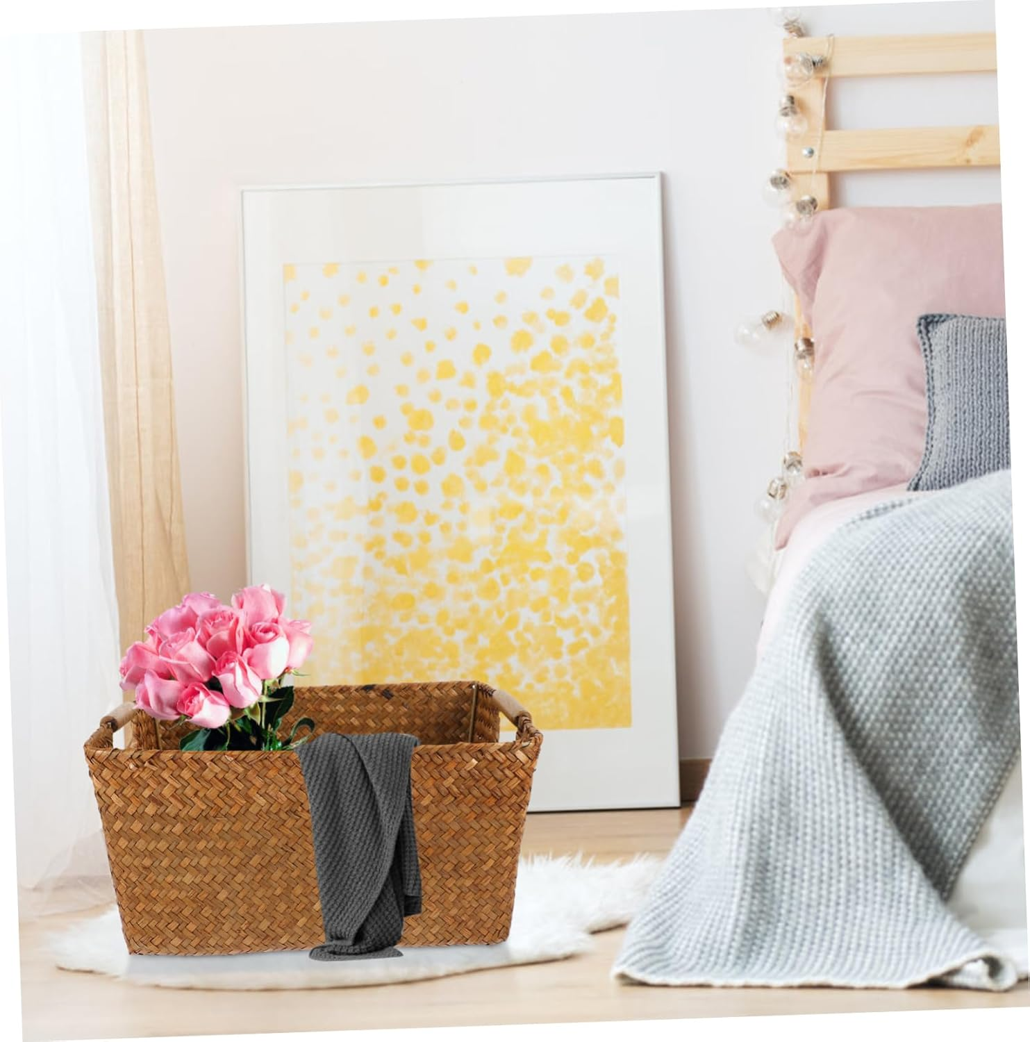 FONDOTIN Woven Storage Basket Pantry Organisation Cane Basket Rattan Organizer for Desk Household Sundries image number 1