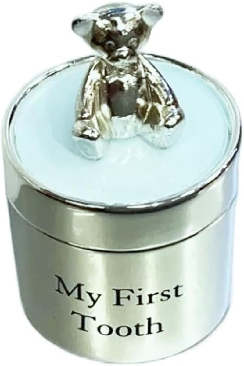 Baby Tooth Keepsake Box First Curl Storage Boy Christening Gifts Silver Present image number 2