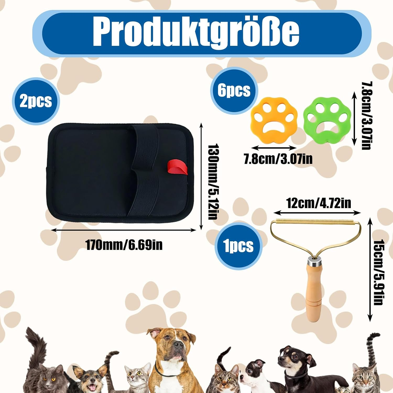 Zexjpr 9-Piece Pet Hair Remover Glove, Set for Dog and Cat Hair, Efficient Hair Removal of Clothes and Furniture, Scratches for Car and Household, Dog Loses Hair image number 6