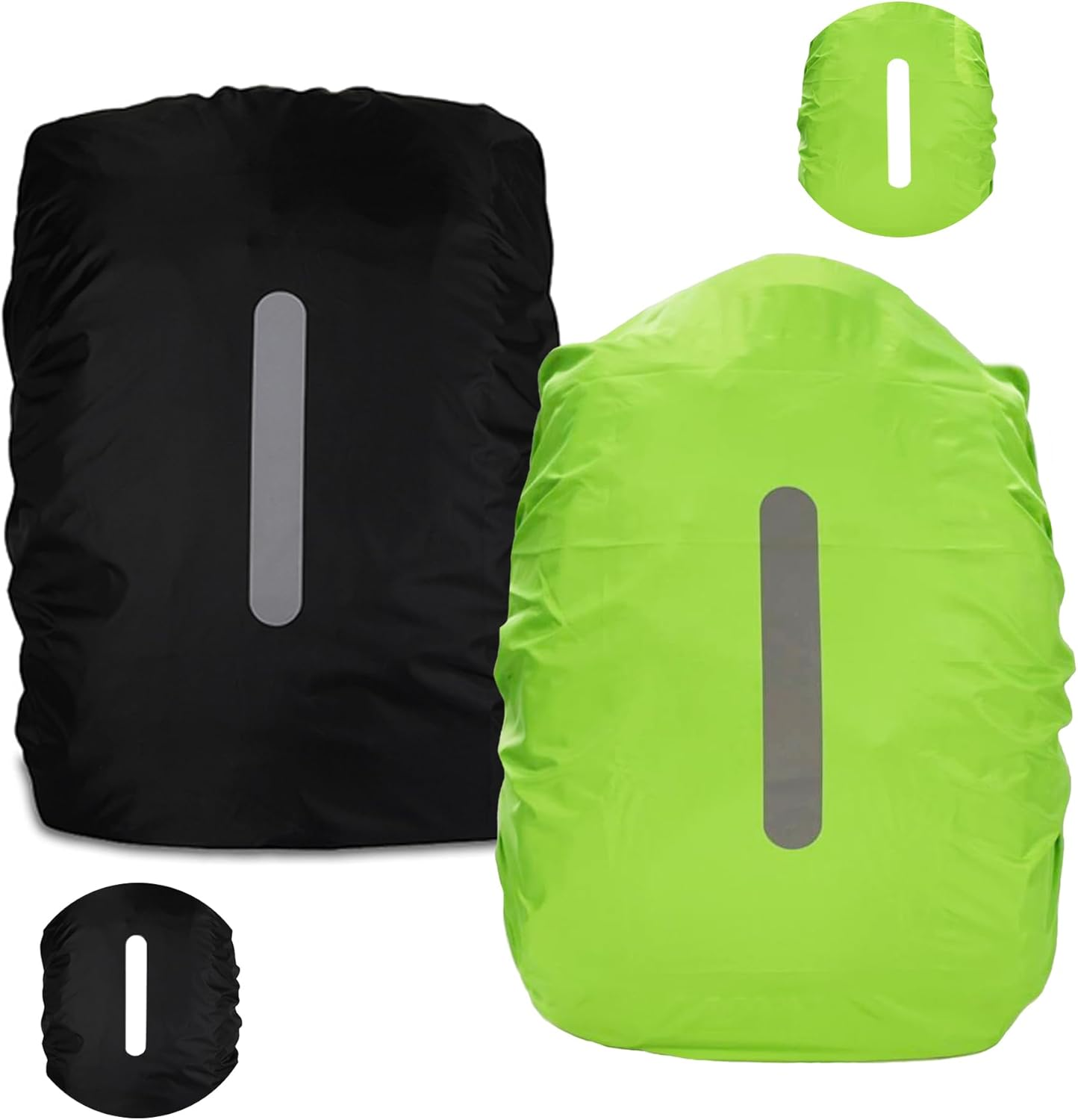 Pack of 2 Rain Covers for Backpacks with Reflective Strips, 15L-50L Waterproof Backpack Rain Cover, Rain Cover School Bag for Hiking, Camping, Travel, Cycling