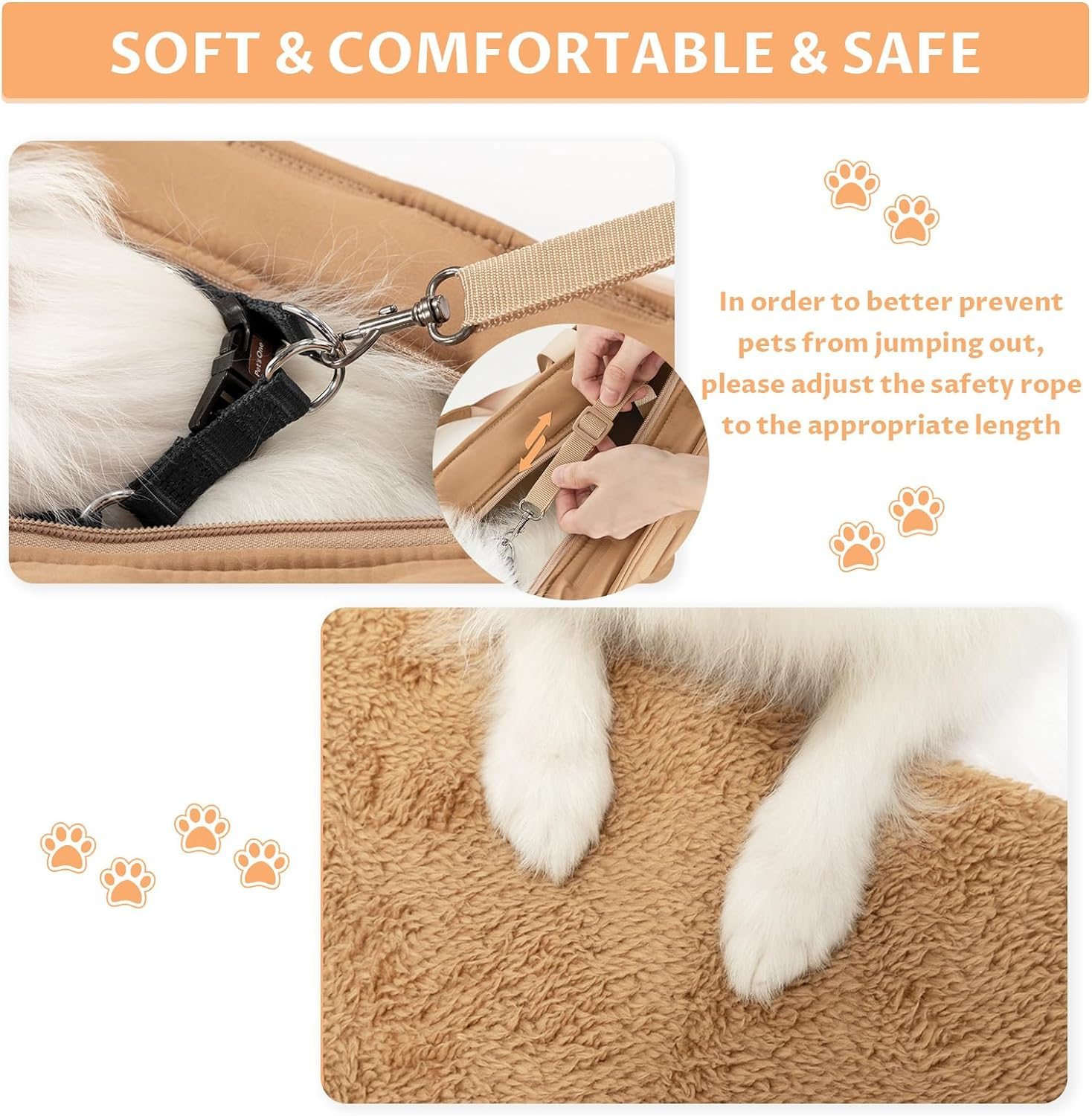 Petsfit Foldable Dog Carrier Bag Shoulder Bag Sling Puppy Bag for Small Dogs Puppies Cats Khaki image number 5