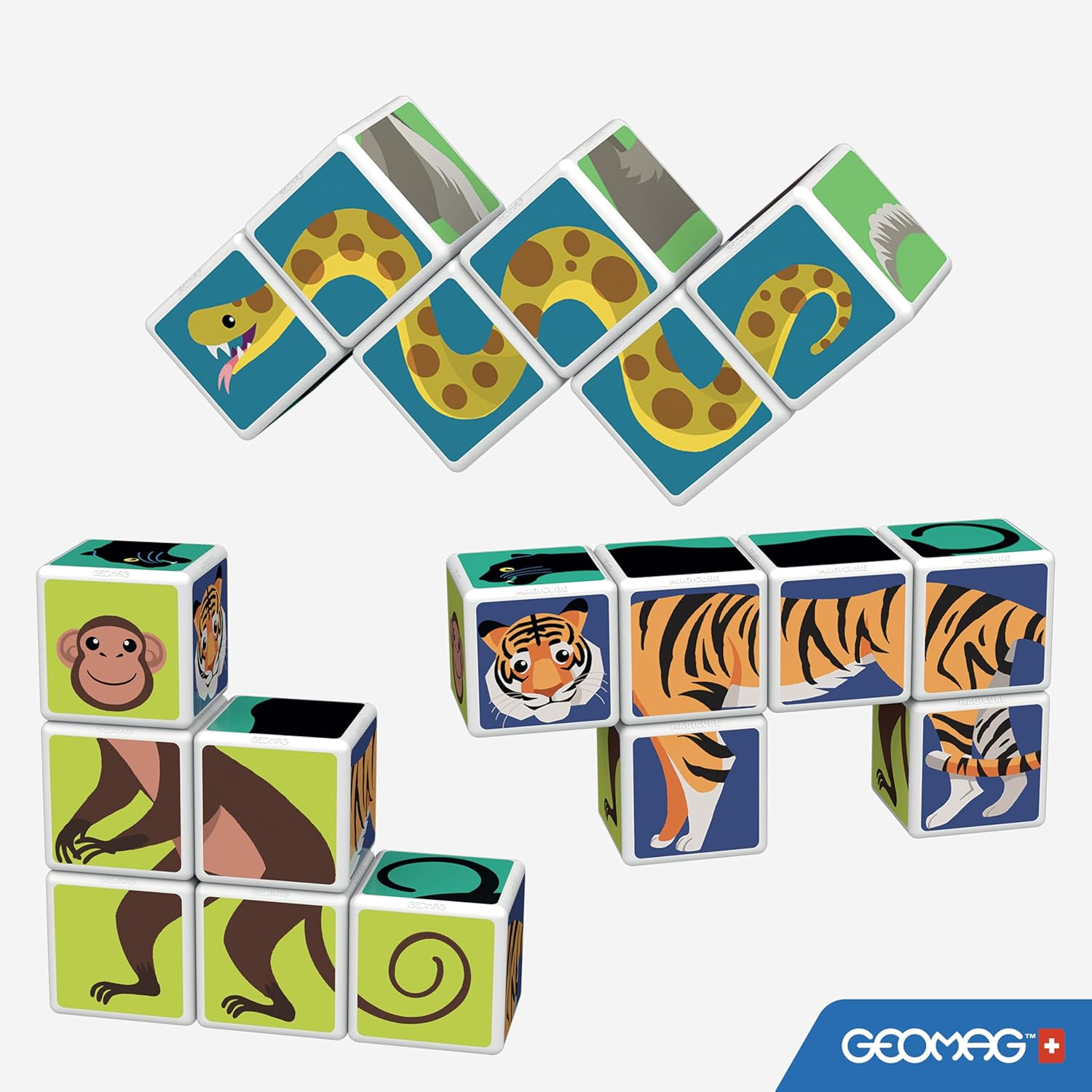 Geomag Magicube Jungle Animals - 6 Cubes - Magnetic Building Set, 145 image number 5
