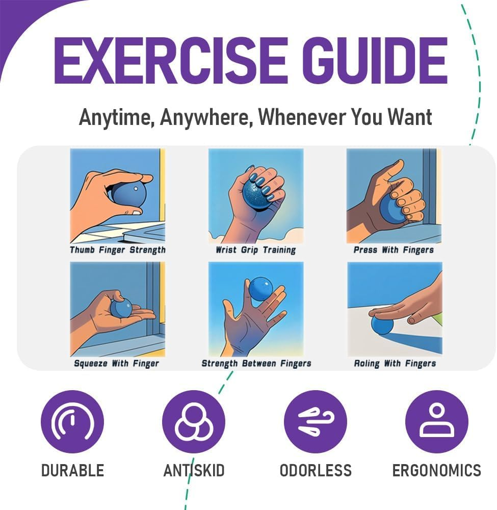 3 Pack Stress Balls for Adults, Squeeze Balls for Hand Therapy, Hand Strengthening Devices with Different Resistance Levels for Finger Forearm Wrist Exercise Relaxation and Pain Relief image number 2