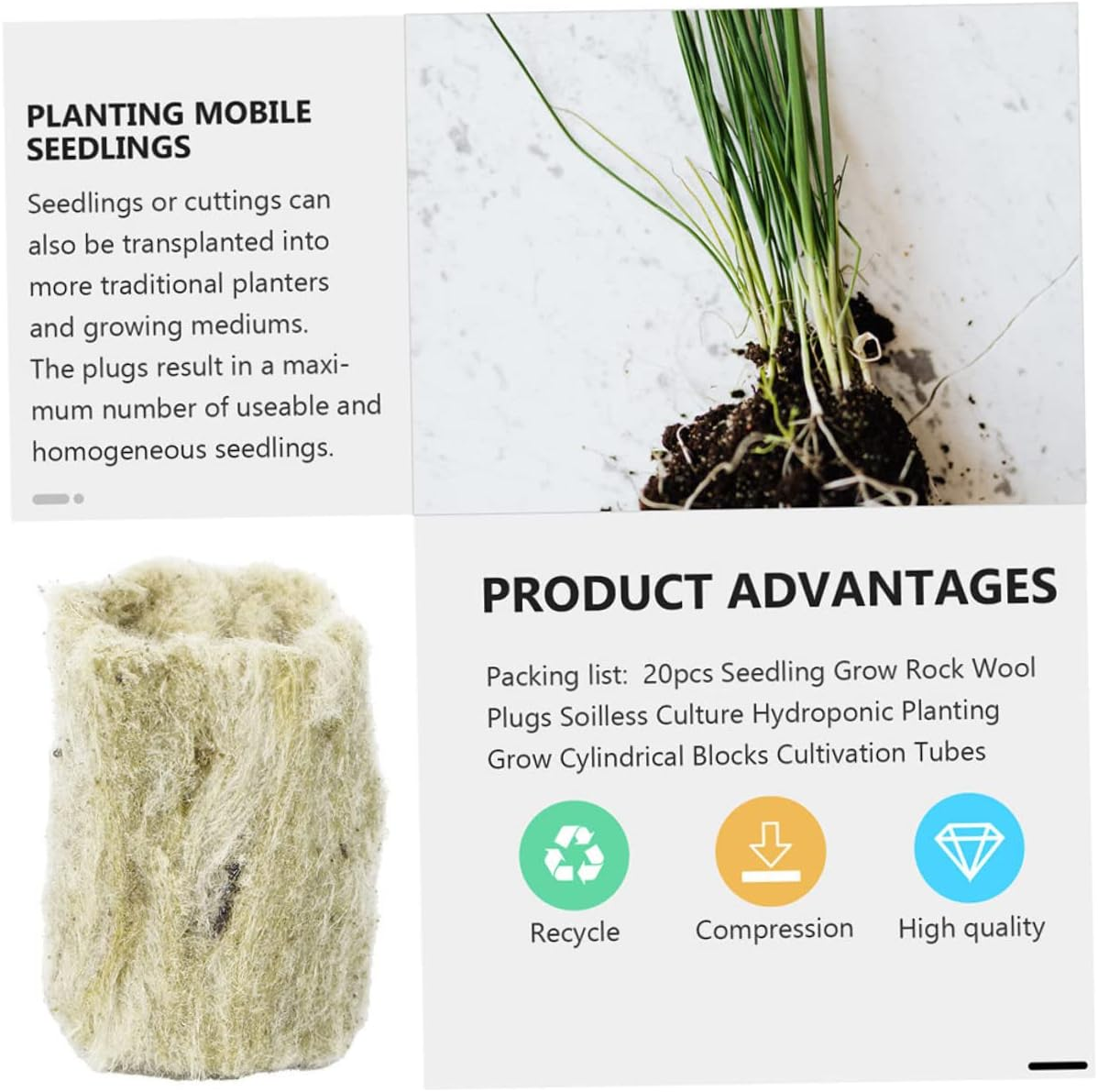 SUPVOX 66Pcs Nursery Plant Grow Plugs for Soilless Culture Hydroponic Planting Starter Plugs Grow Cubes for Hydroponics Kit image number 4