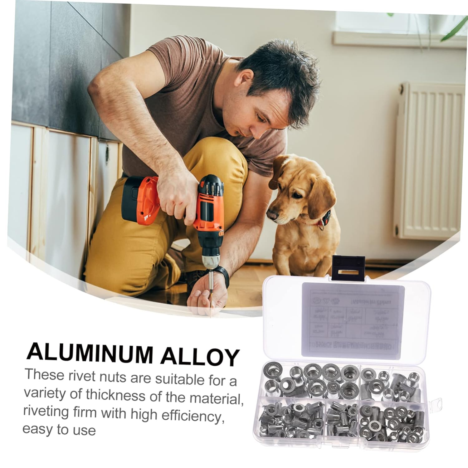 PLAFOPE 100Pcs Aluminum Pull Cap Rivet Nut Insert Assortment for Bicycle Accessories Threaded Insert Riveted Nut Aluminum Alloy Flat Head image number 3