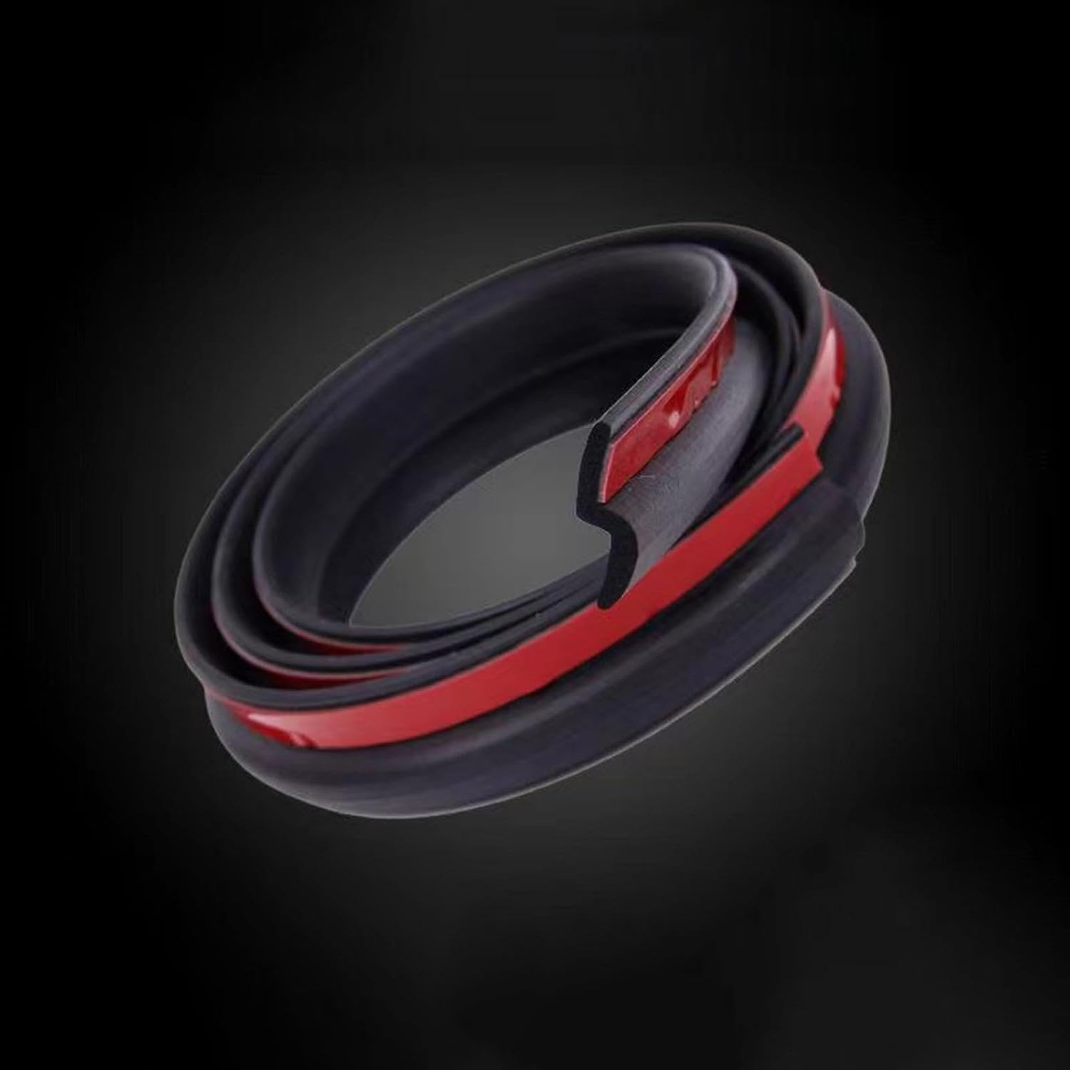 Jicsuxi Car Hood Sealing Strip 13 Ft Automotive Weather Stripping Rubber Seal Strip Black Red image number 3