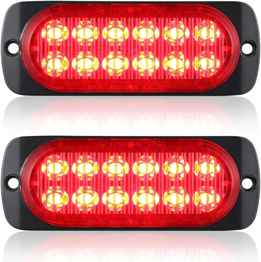 AT-HAIHAN Pack of 2 Aluminum Housing Red LED Trailer Stop Brake Turn Tail Lights, DOT Compliant Waterproof Surface Mount Lighting for Truck Tractor Jeep RV image number 2