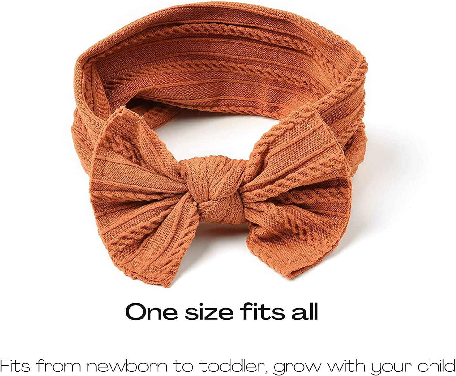 Prohouse 12 Pack Baby Nylon Headbands Hairbands Hair Bow Elastics Handmade Hair Accessories for Baby Girls Newborn Infant Toddlers Kids(Terracotta) image number 3