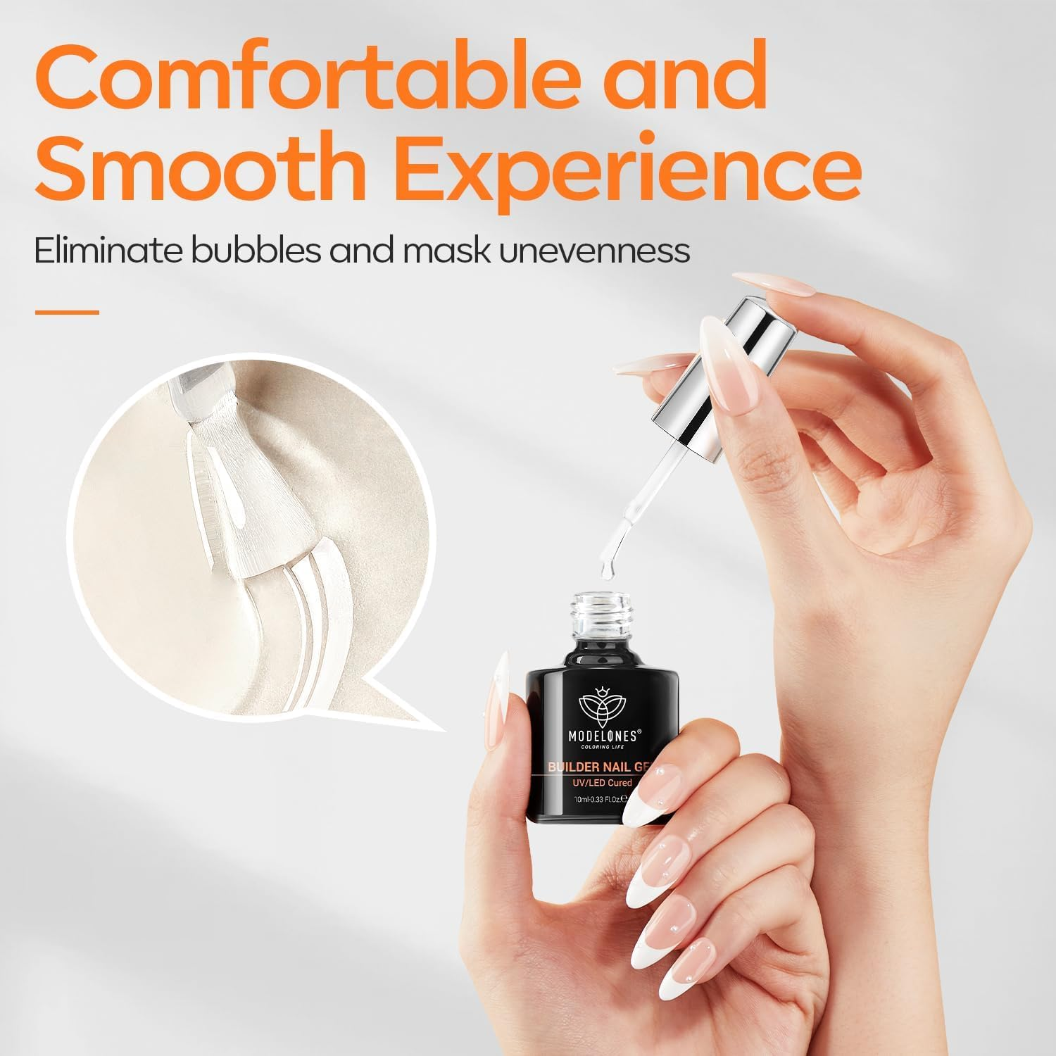 Modelones Builder Nail Gel with Gel Top Coat, 8-In-One Clear Gel Builder Acid Free Top Coat for Nail Thickening Apex Building Nail Extension Shine Finish and Long Lasting, LED Nail Lamp Cured 10Ml image number 6