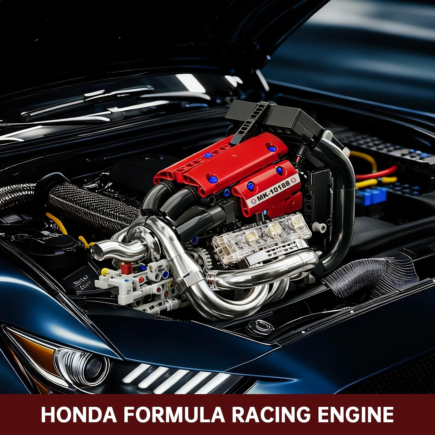 Mould King 10188 Technik Motor Kit STR13 Car Engine Building Blocks Engine Clamping Blocks Electric Drive with Manual Transmission Collectibles Gifts for Adults (980 Pieces) image number 5