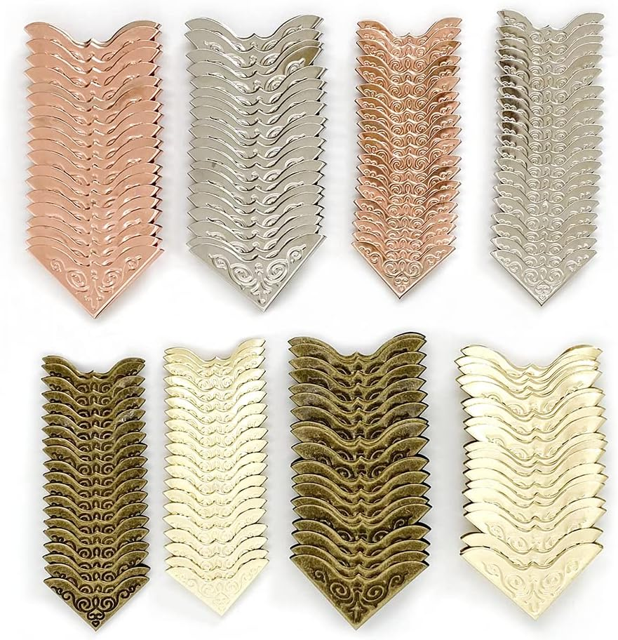 160 PCS Vintage Metal Book Corner Protector Guard Edge Cover Iron Angle Protectors Bronze Gold Decorative Covers for Scrapbooks Photo Albums Diary Notebooks Menus Folder Stamp Books, 4 Colors image number 3