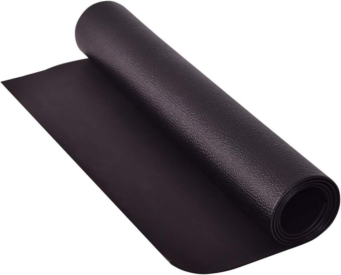 Costway Exercise Mat, Black, High-Density PVC, Floor Protection Mat for Treadmill, Stationary Bike, Elliptical Trainer, Spin Bikes image number 4