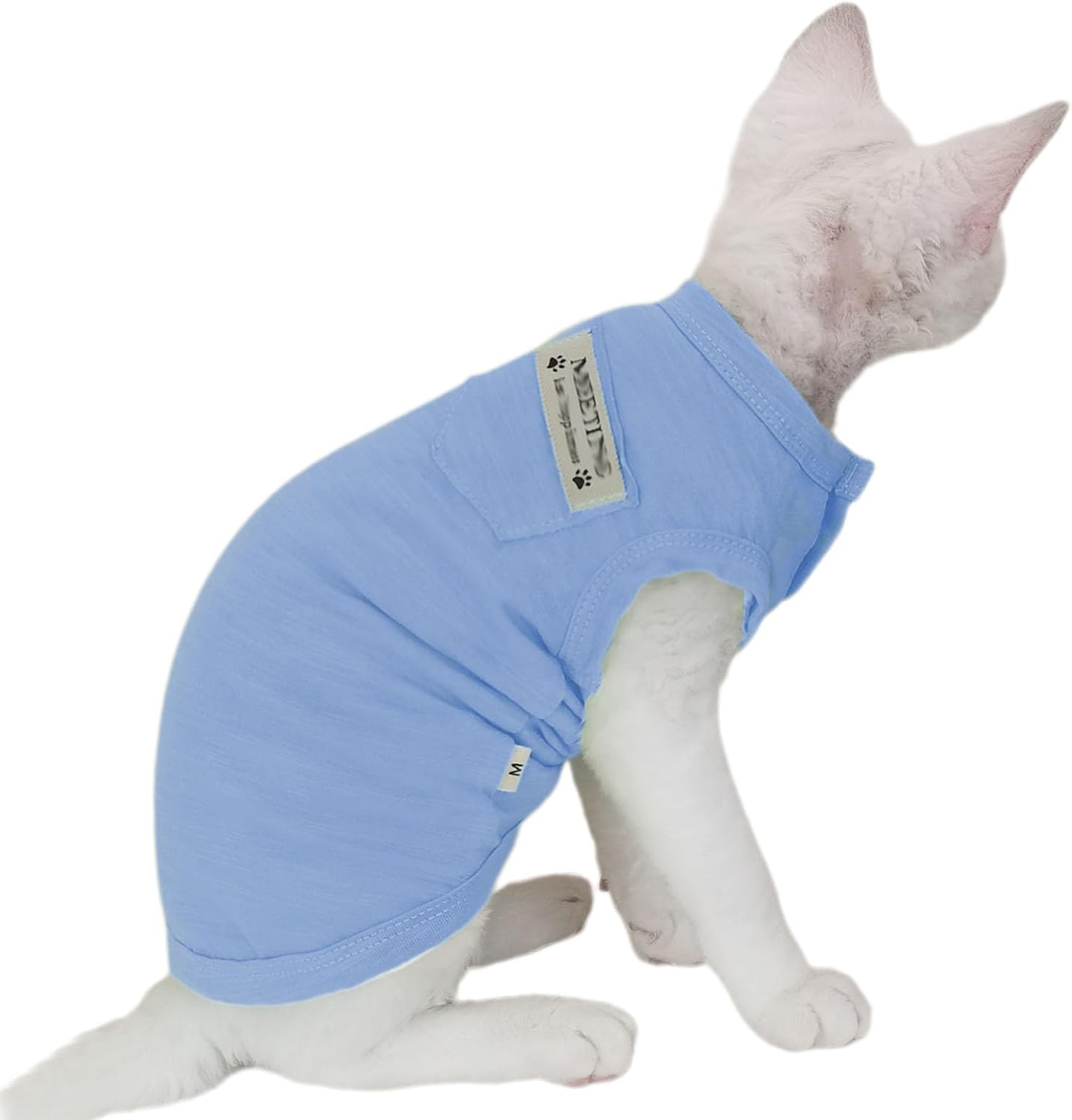 UOSIA Hairless Cat Clothes Summer Cat T-Shirt Breathable Soft Cat Shirts for Cats Only Cotton Pet Pajamas Kitten Vest for Sphynx Cornish Rex Devon Rex Peterbald Small Dogs