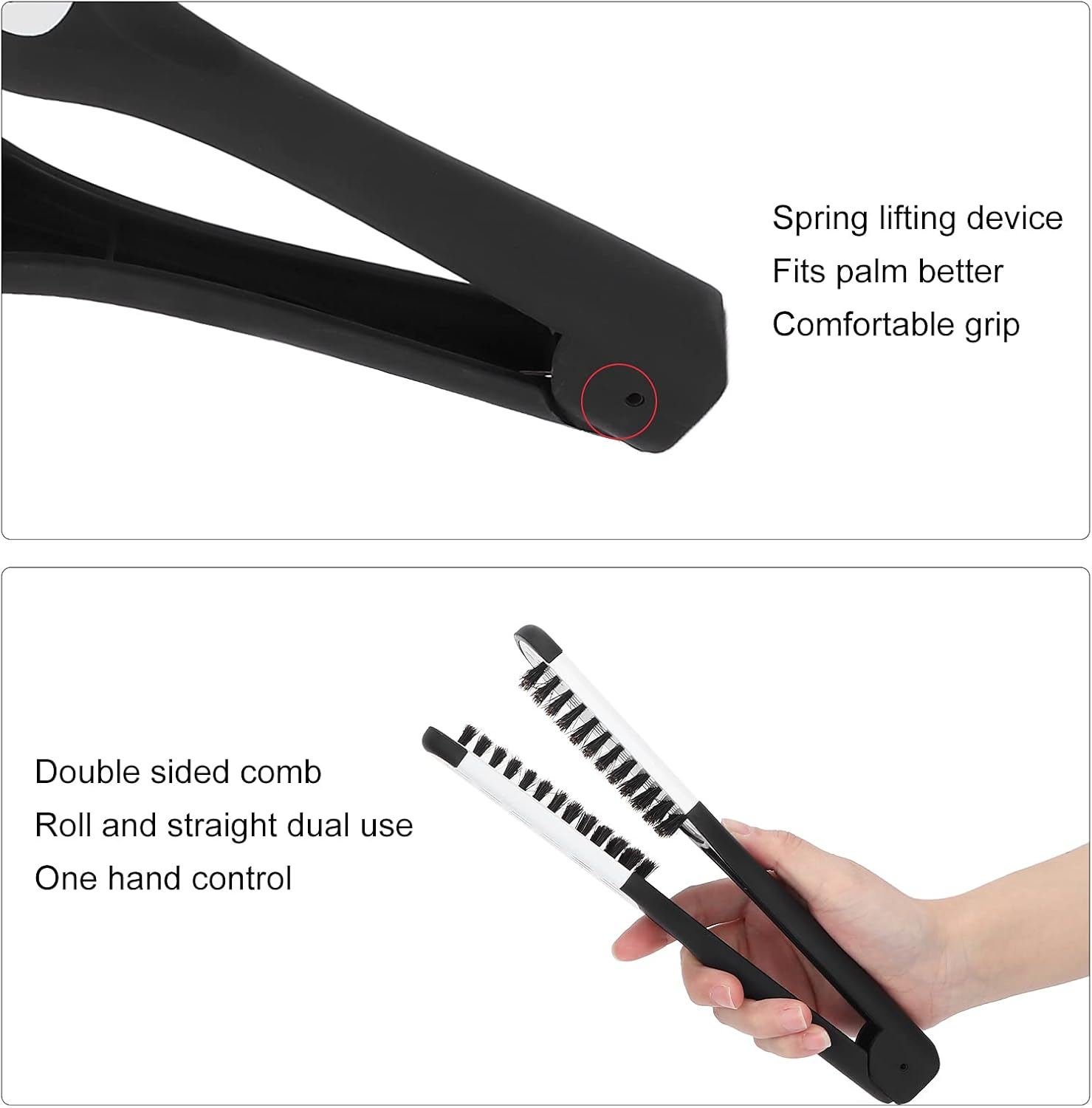 Hair Straightening Brush Clamp, Hair Styling Tool Double Sided Brush Clamp Spring for Women for Improves Hair Health for Men(White) image number 6