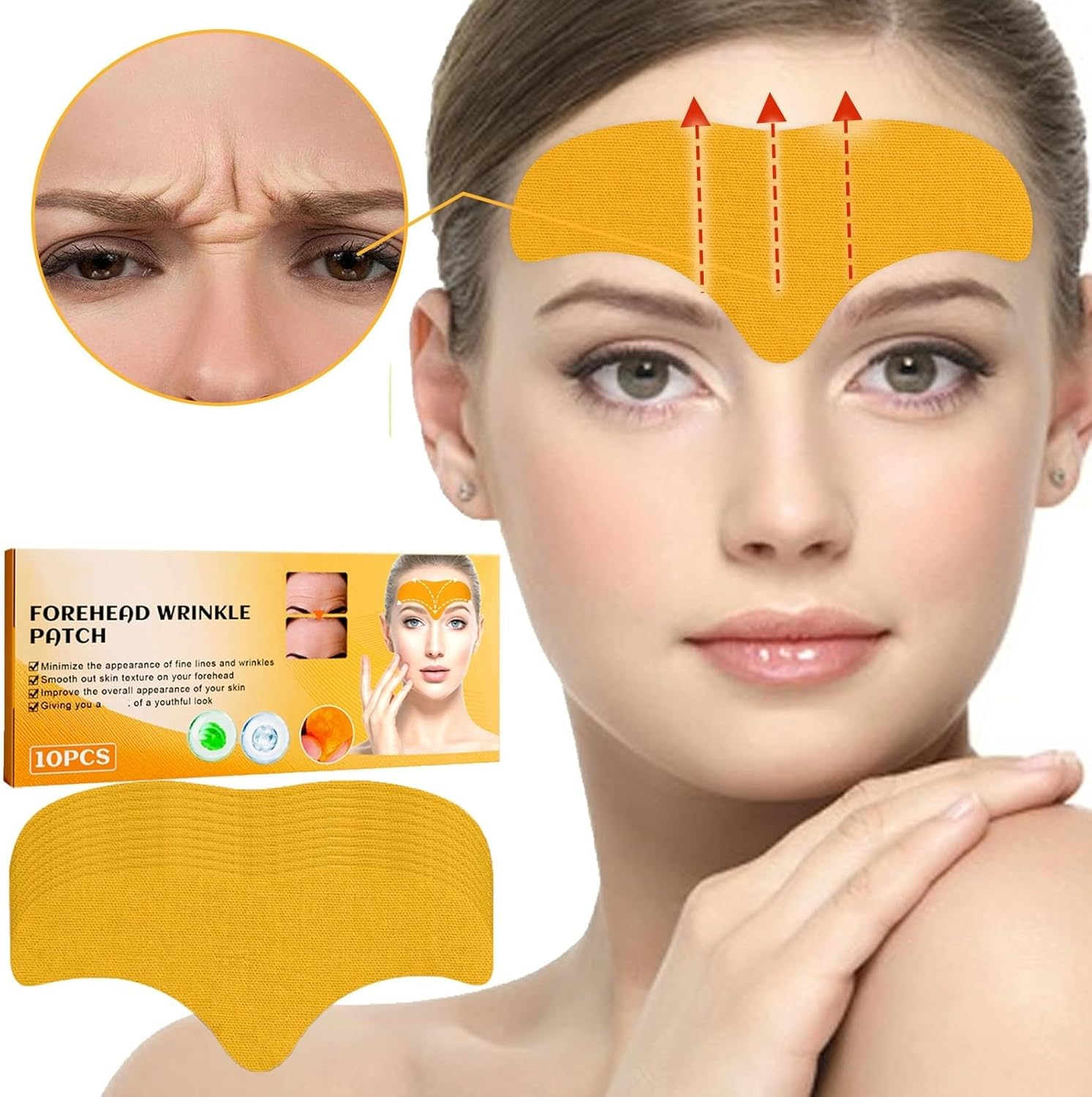 Forehead Wrinkle Patches, Overnight Anti-Wrinkle Patches for Forehead Fine Lines, Reusable Facial Patches for Smoother Skin, Hydrated, Improves Elasticity，Colleage (10PCS in 1 Box) (6PCS) - 2Pcs image number 5