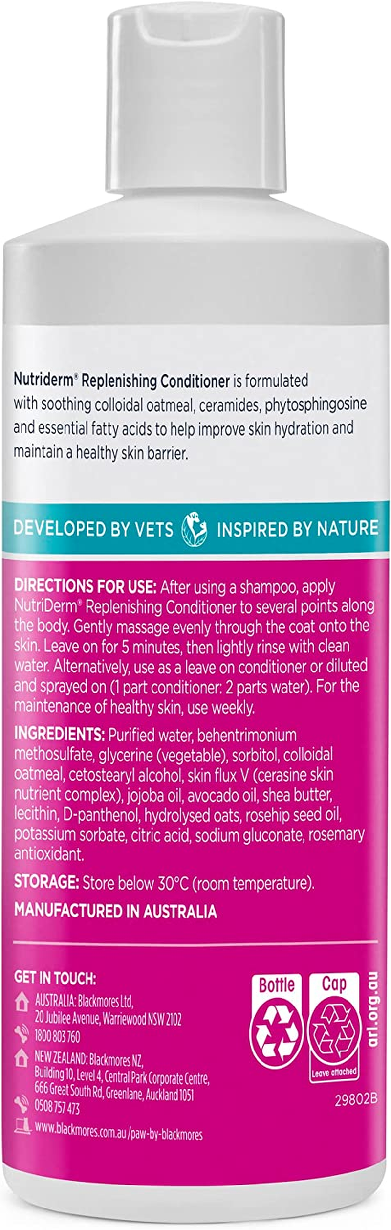 PAW by Blackmores Nutriderm&reg; Replenishing Conditioner for Dogs and Cats | Moisturises & Provides Key Nutrients | 500Ml image number 1