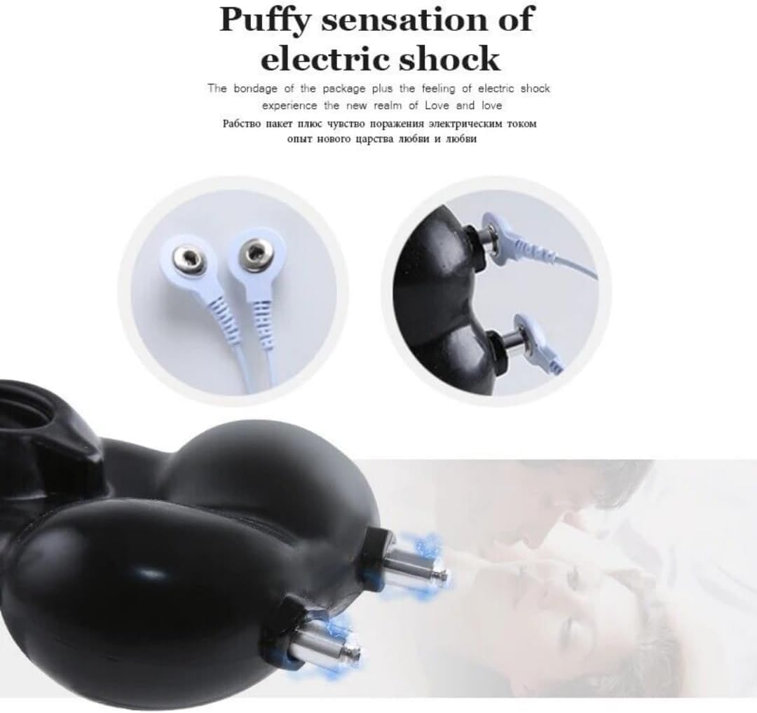 Electric Shock Chastity Cage Ring Scrotum Sleeve Ball Stretcher Ring Cage for Men Adult Sex Toys (Black) image number 3