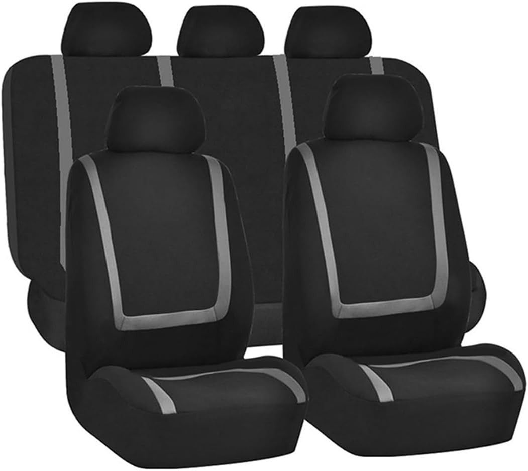 BELOMI Car Seat Covers Full Set, Breathable Premium Cloth Automotive Seat Cover, Universal Front and Rear Seat Covers, Easy to Install Car Accessories for Most Cars Trucks SUV (Gray) - Black image number 5