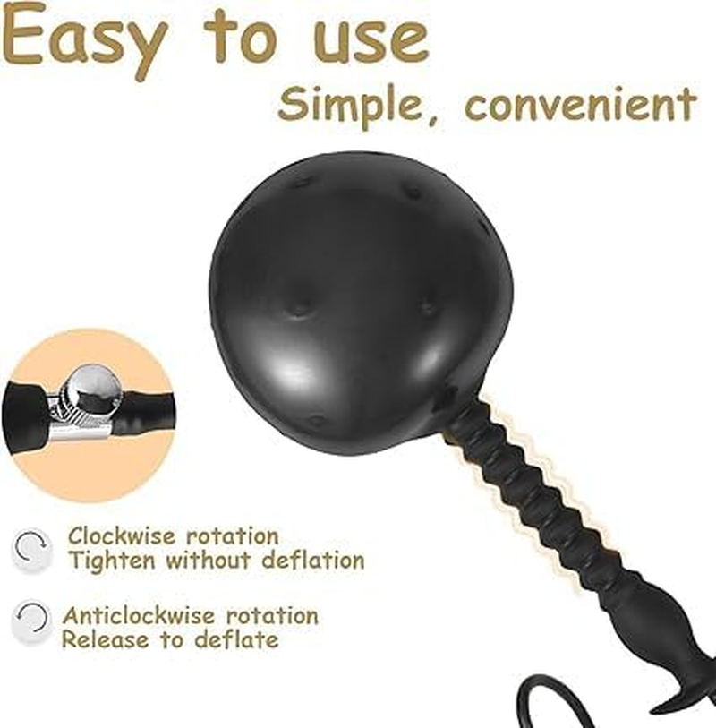 Inflatable Butt Plug Soft Silicone Expand Inflatable Anal Plug Soft Inflatable Butt Plug with Quick Release Valve Stretch Oversized Enema Training Butt Plugs Sex Toy for W Omen Men Couples Pleasure