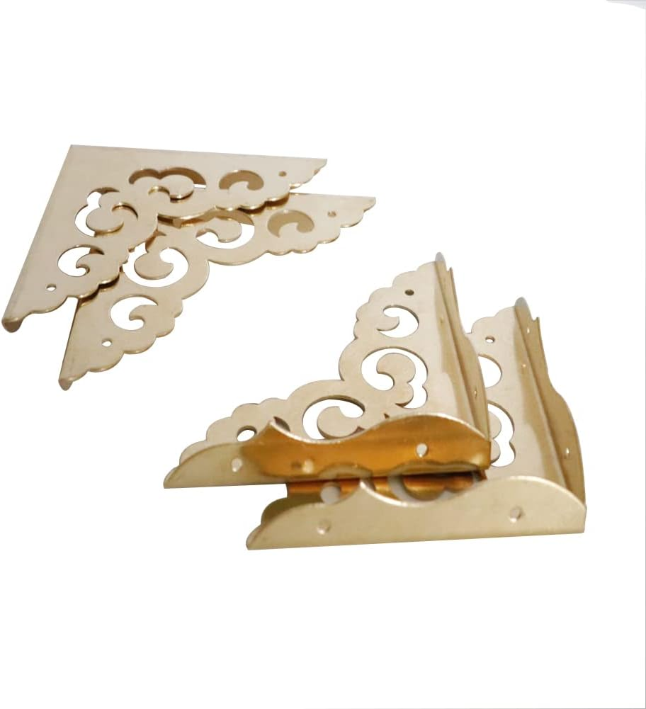 4Pcs Table Corner Protectors, 2.6"X2.6" Gold Metal Corner Protector, Coffe Table Corner Guards, anti Scratch Table Corner Edge, Decorative Corners for Furniture Boxe Cabinet Prevents Damaged image number 4