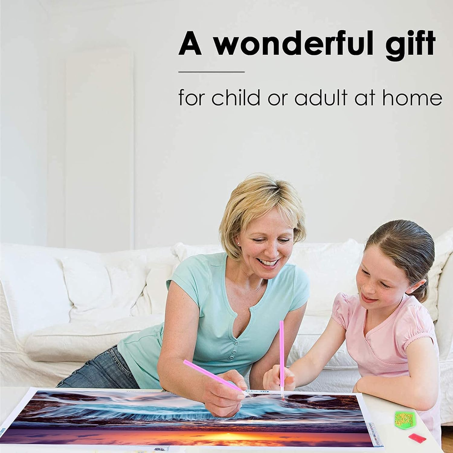 JATOK Diamond Painting Kits for Adults, DIY 5D Diamond Painting Paint Large Sunset Waterfall (35.5X15.7Inch) by Number with Gem Art Drill Diamond Painting Kits for Kids for Home Wall D&eacute;cor, Gifts image number 3