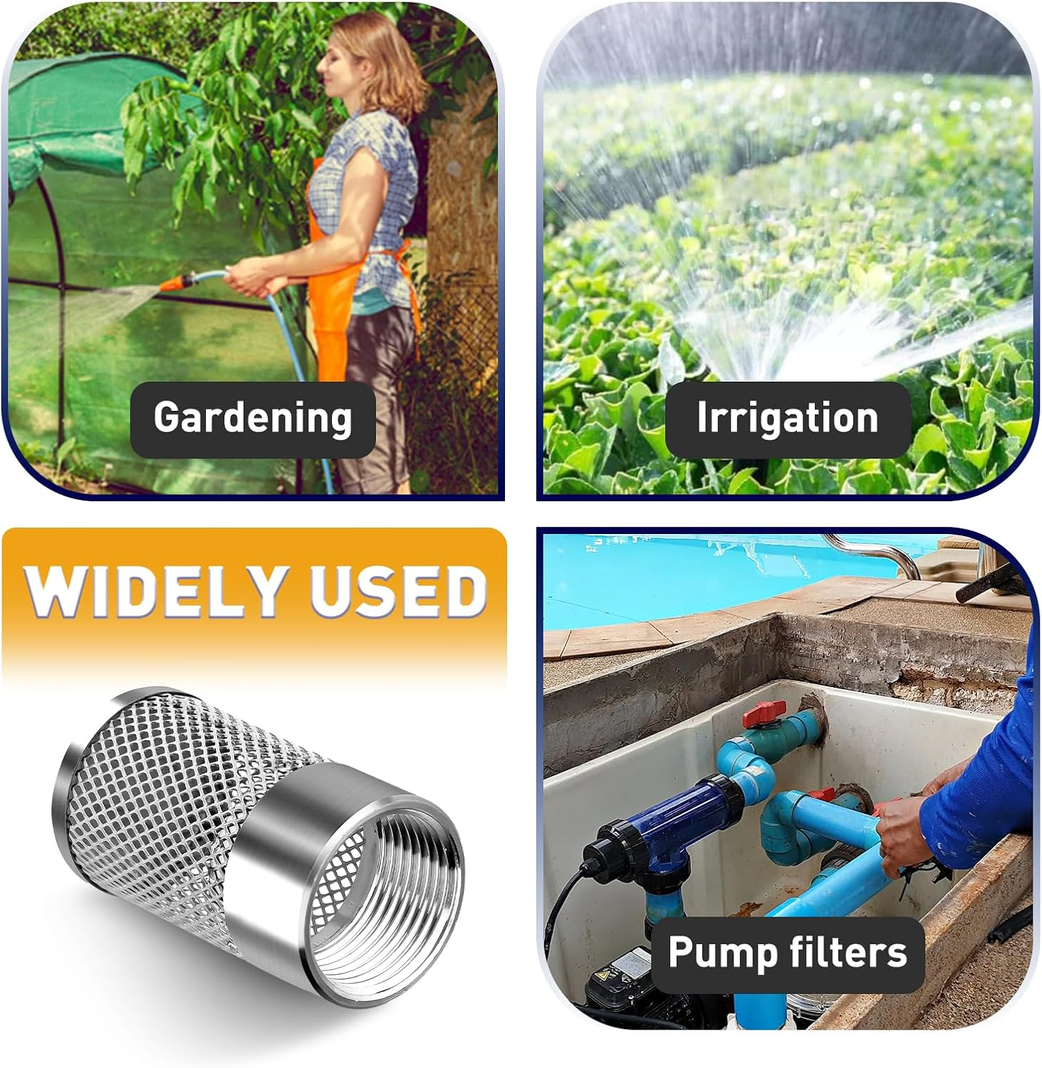 Standwme Inlet Suction Strainer Mesh Filter Compatible with Livewell Pump, Industrial Plumbing Inline, Garden Washers Water Filter, Sprayer Garden Hose Suction Line image number 1