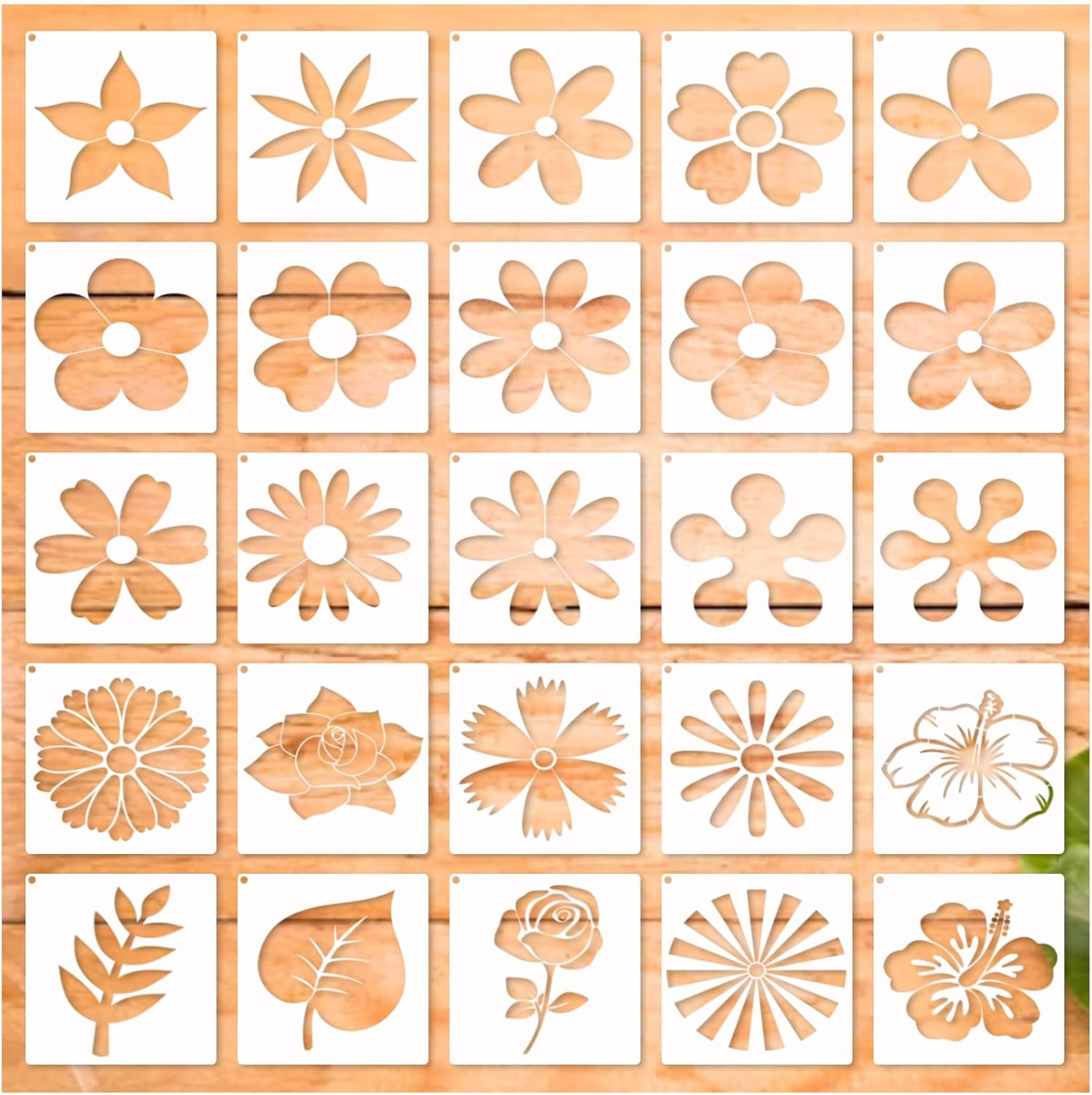 Flower Stencils for Painting on Wood Cute Leaf Floral Essential Paint Stencil for Walls Decorative Acrylic Painting, Art Rock Airbrush Layered Templates for Crafts Canvas Furniture Wooden (Flower) image number 2
